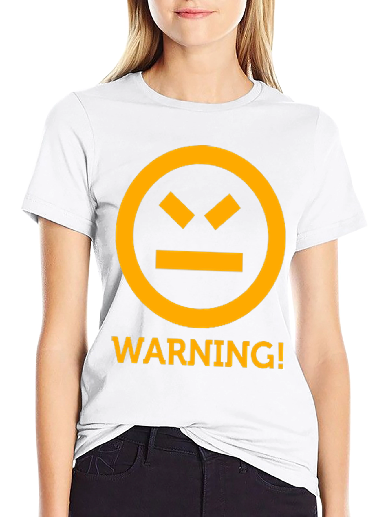 Warning Graphic Tee - Black Cotton T-Shirt