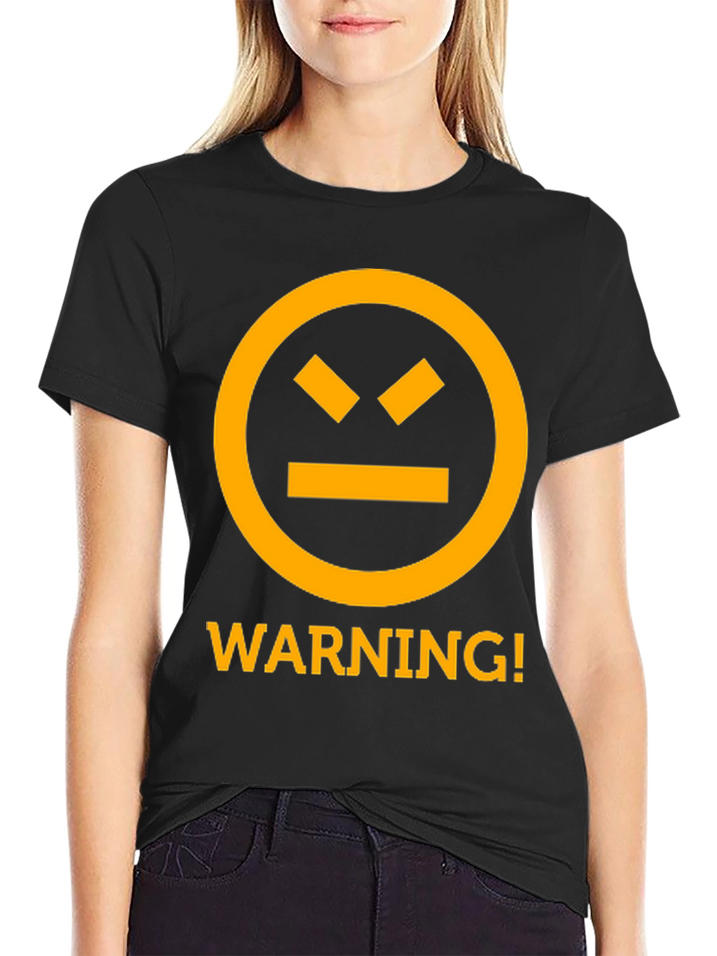 Warning Graphic Tee - Black Cotton T-Shirt