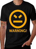 Warning Graphic Tee - Black Cotton T-Shirt