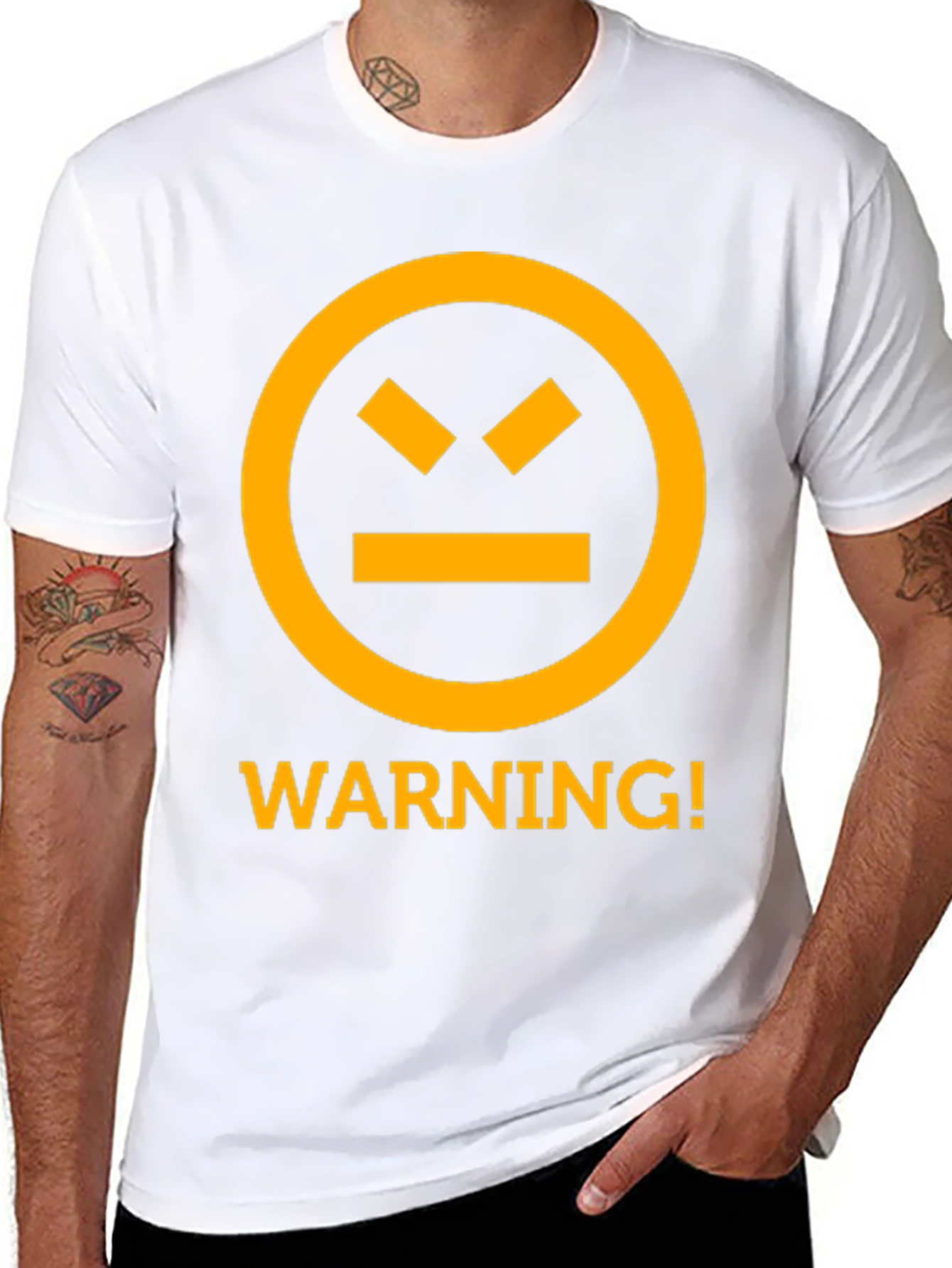 Warning Graphic Tee - Black Cotton T-Shirt