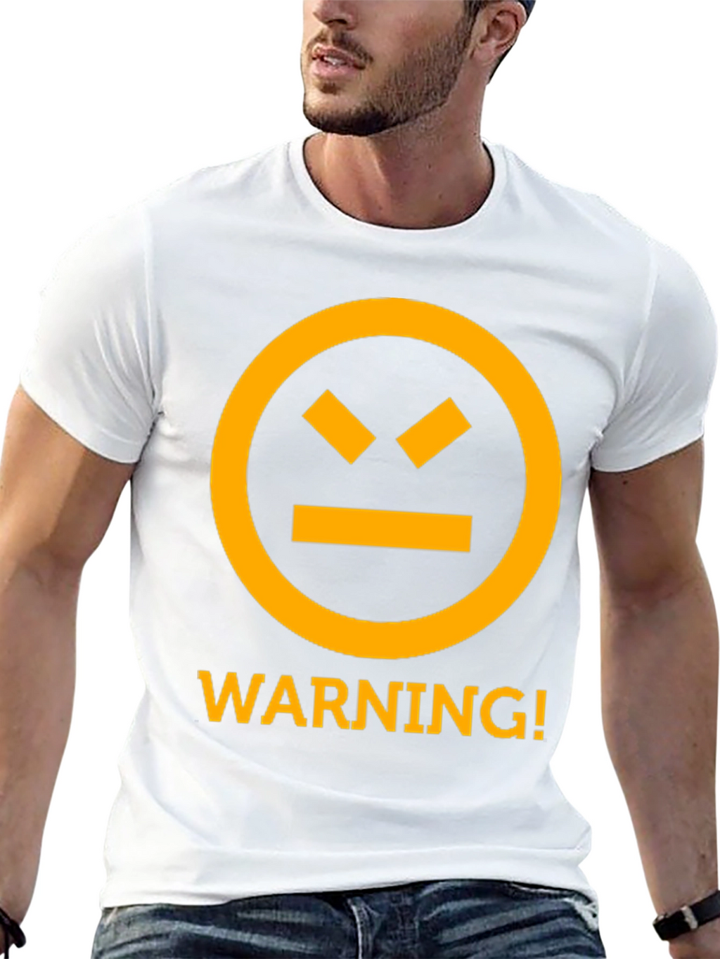 Warning Graphic Tee - Black Cotton T-Shirt