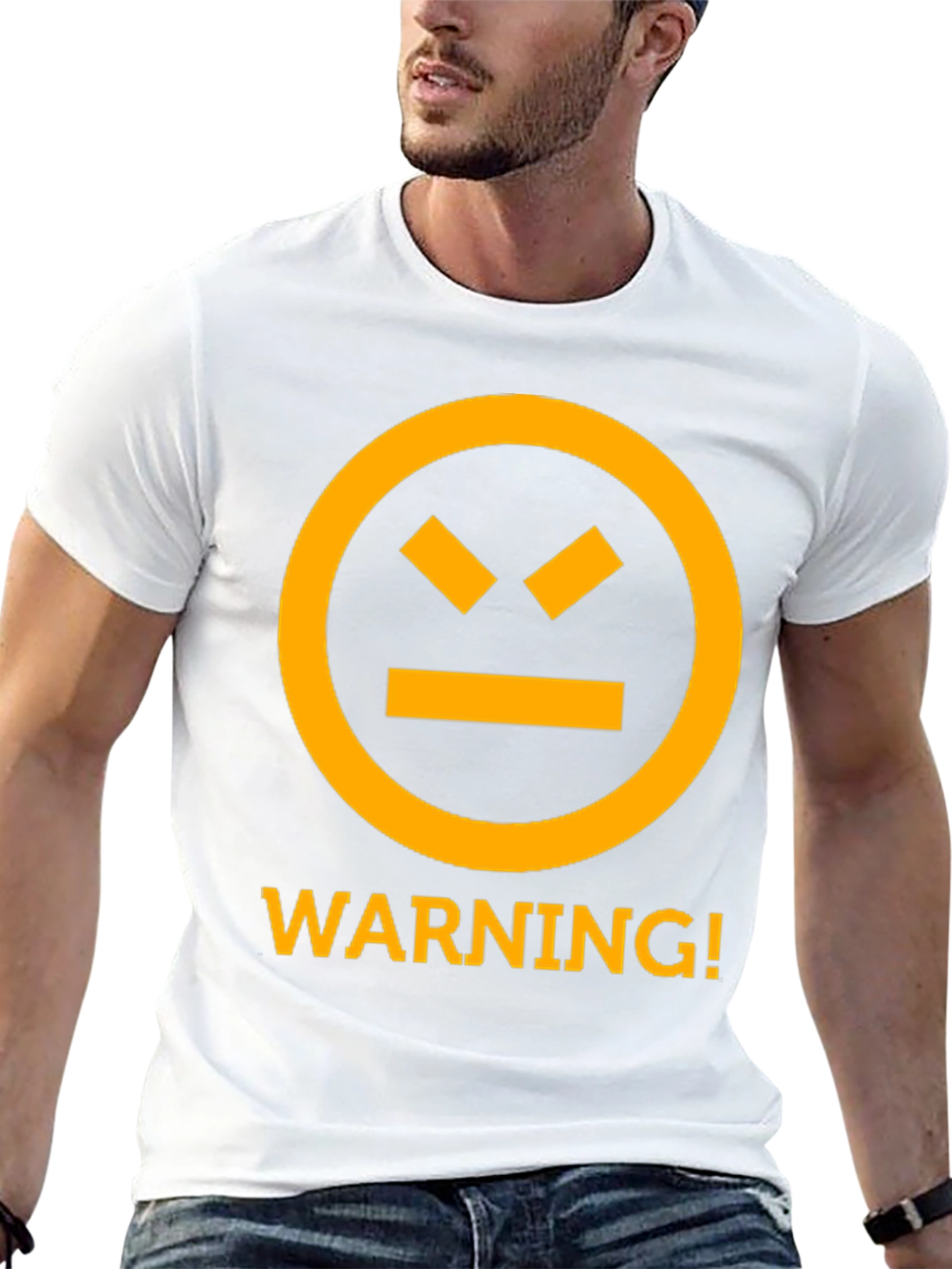 Warning Graphic Tee - Black Cotton T-Shirt