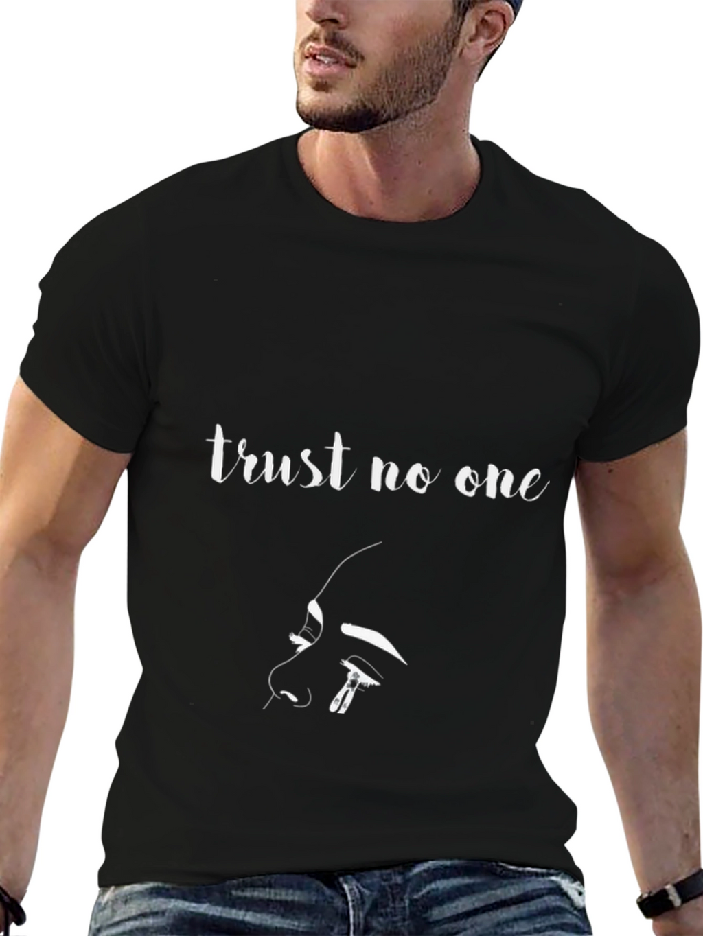 Trust No One Graphic Tee - Black Cotton