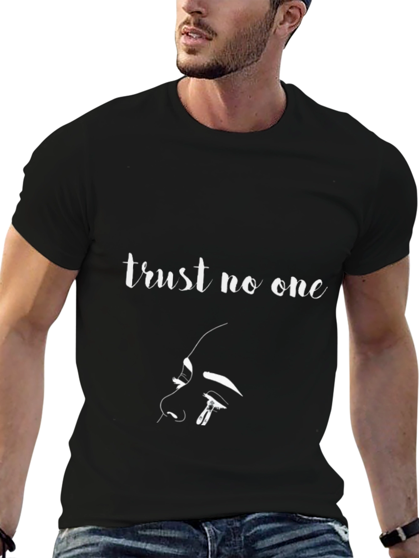 Trust No One Graphic Tee - Black Cotton