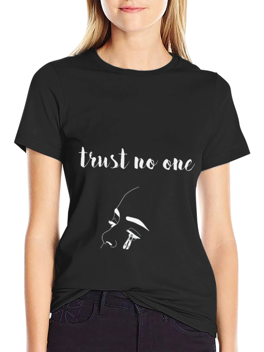 Trust No One Graphic Tee - Black Cotton