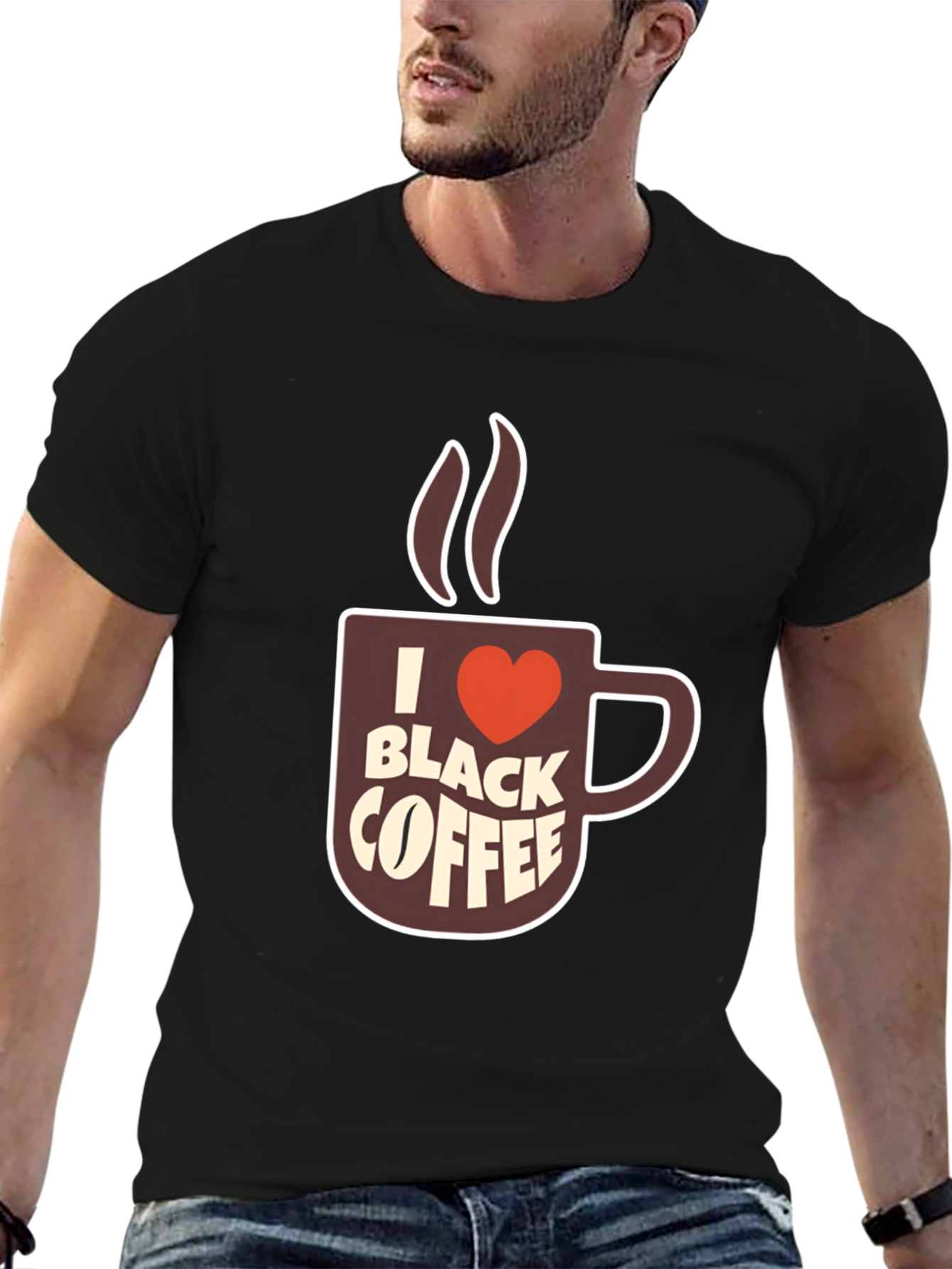 I Heart Black Coffee Graphic Tee - Casual Comfort