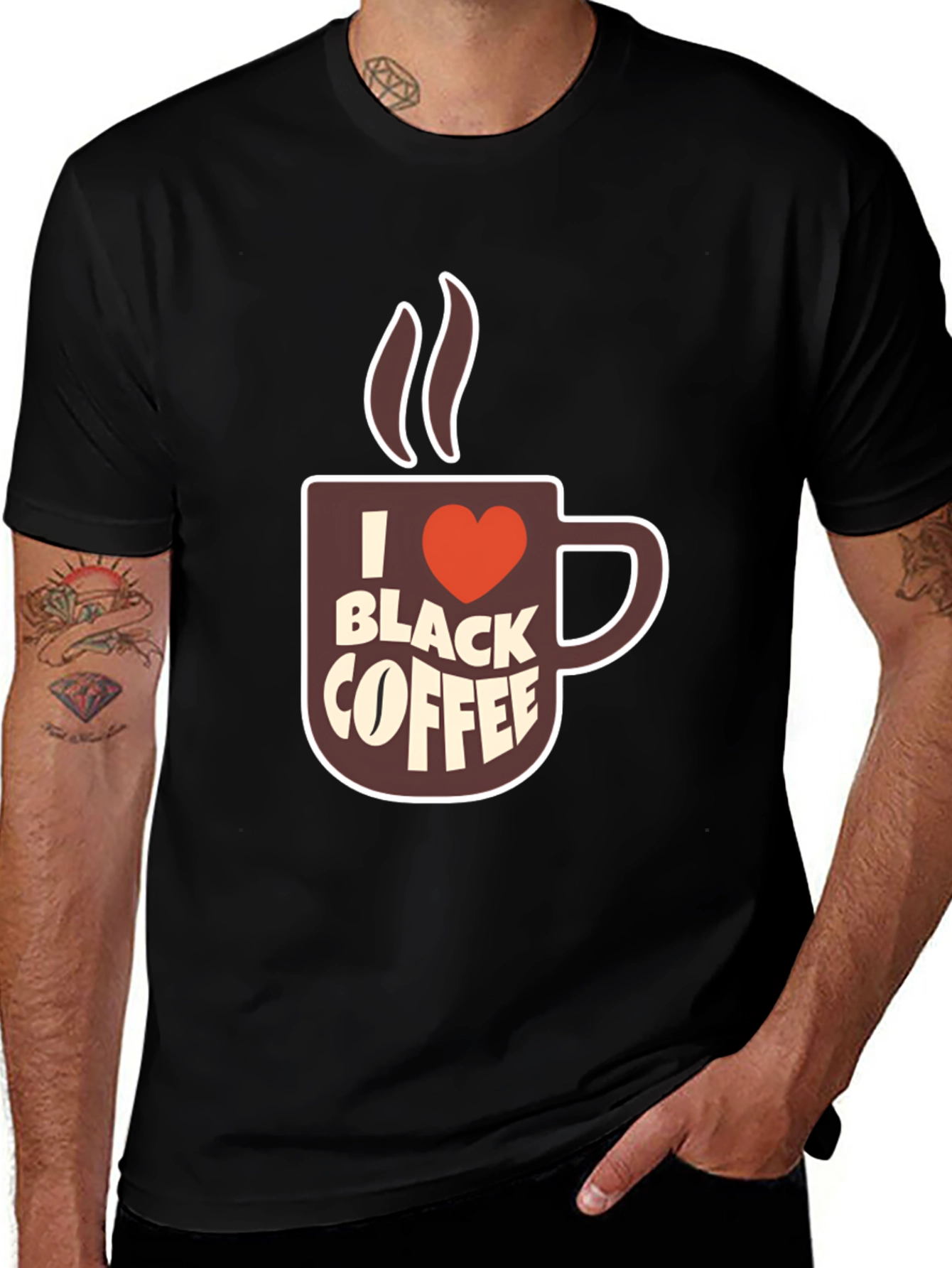 I Heart Black Coffee Graphic Tee - Casual Comfort