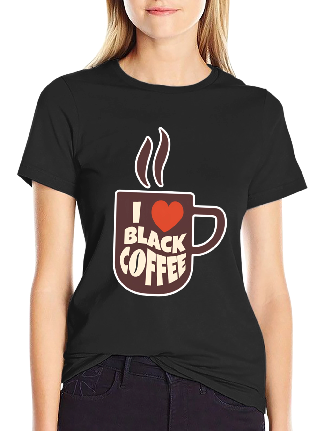 I Heart Black Coffee Graphic Tee - Casual Comfort