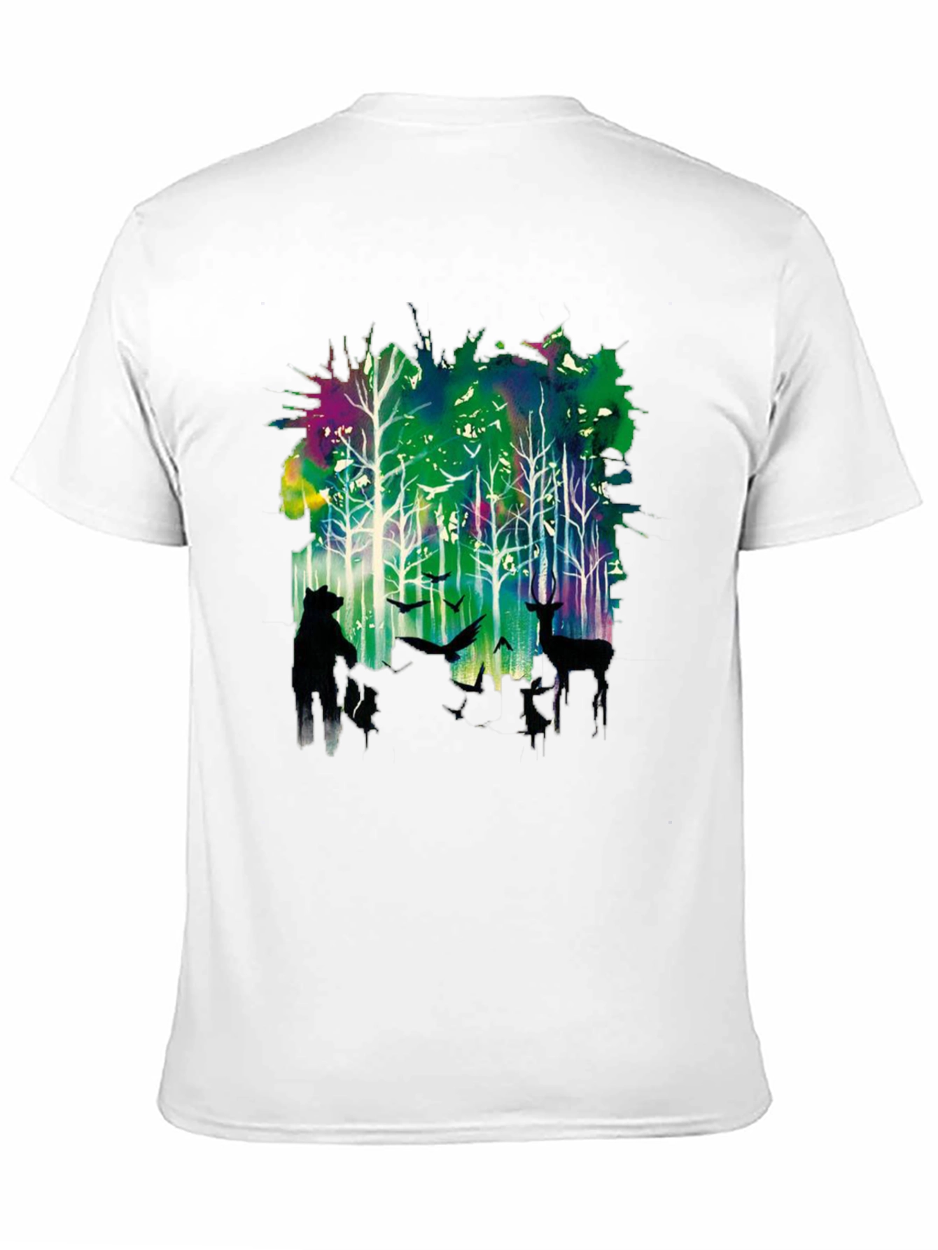 Natures Echo Tee: Forest Deer and Bear Design