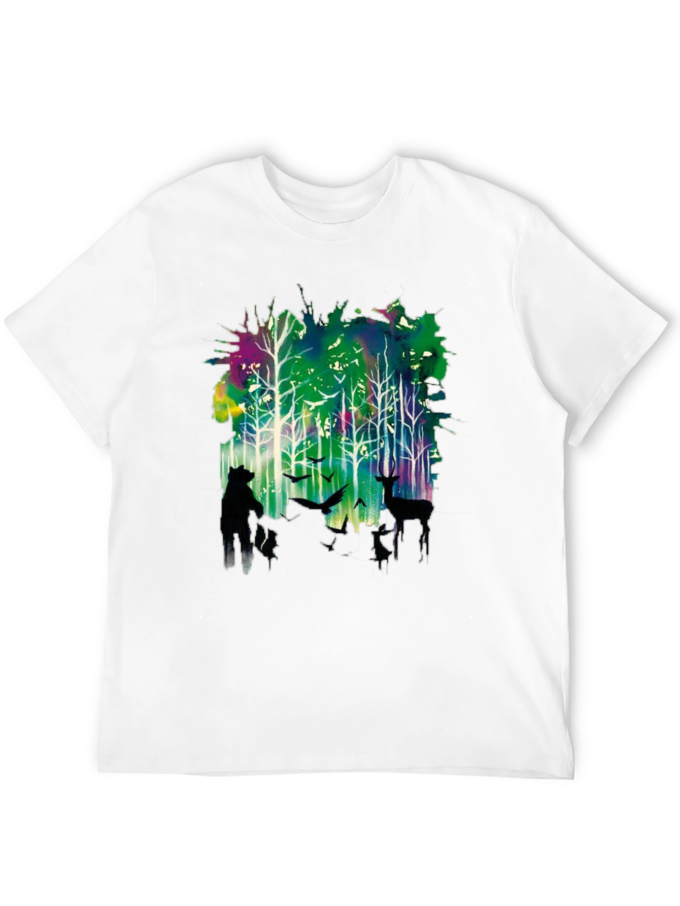 Natures Echo Tee: Forest Deer and Bear Design