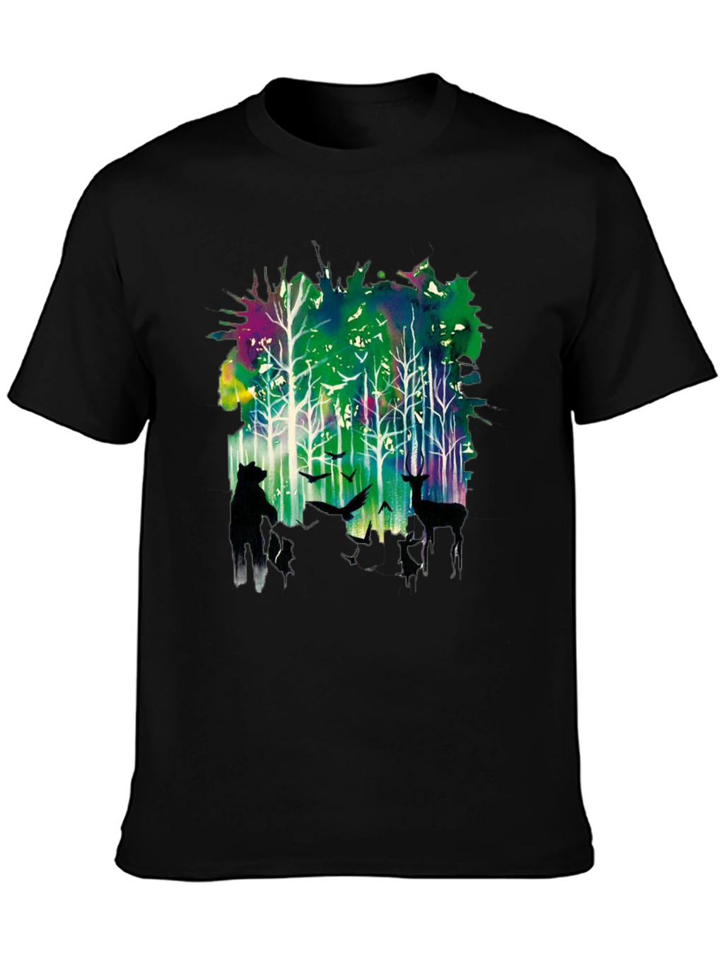 Natures Echo Tee: Forest Deer and Bear Design