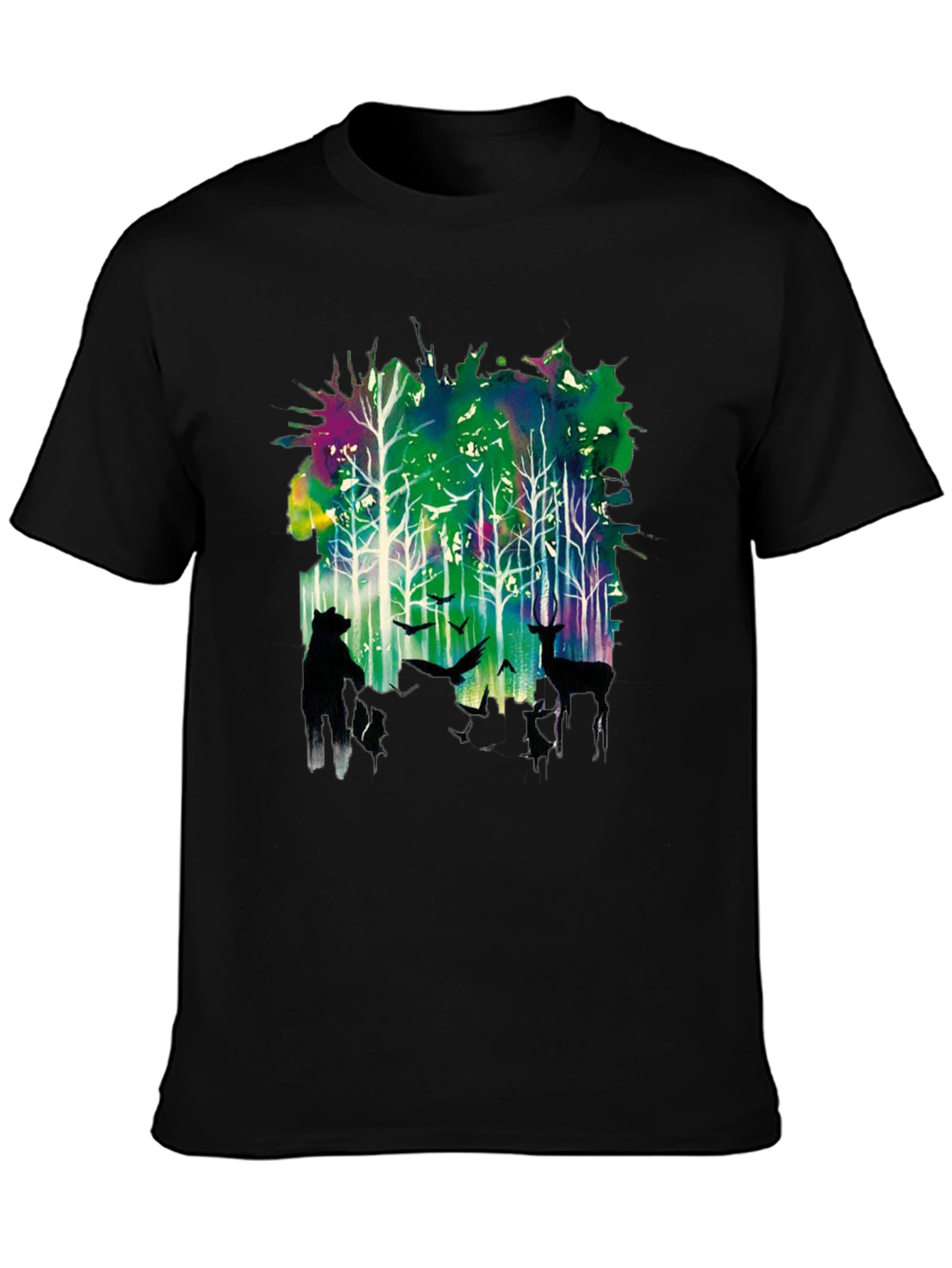 Natures Echo Tee: Forest Deer and Bear Design