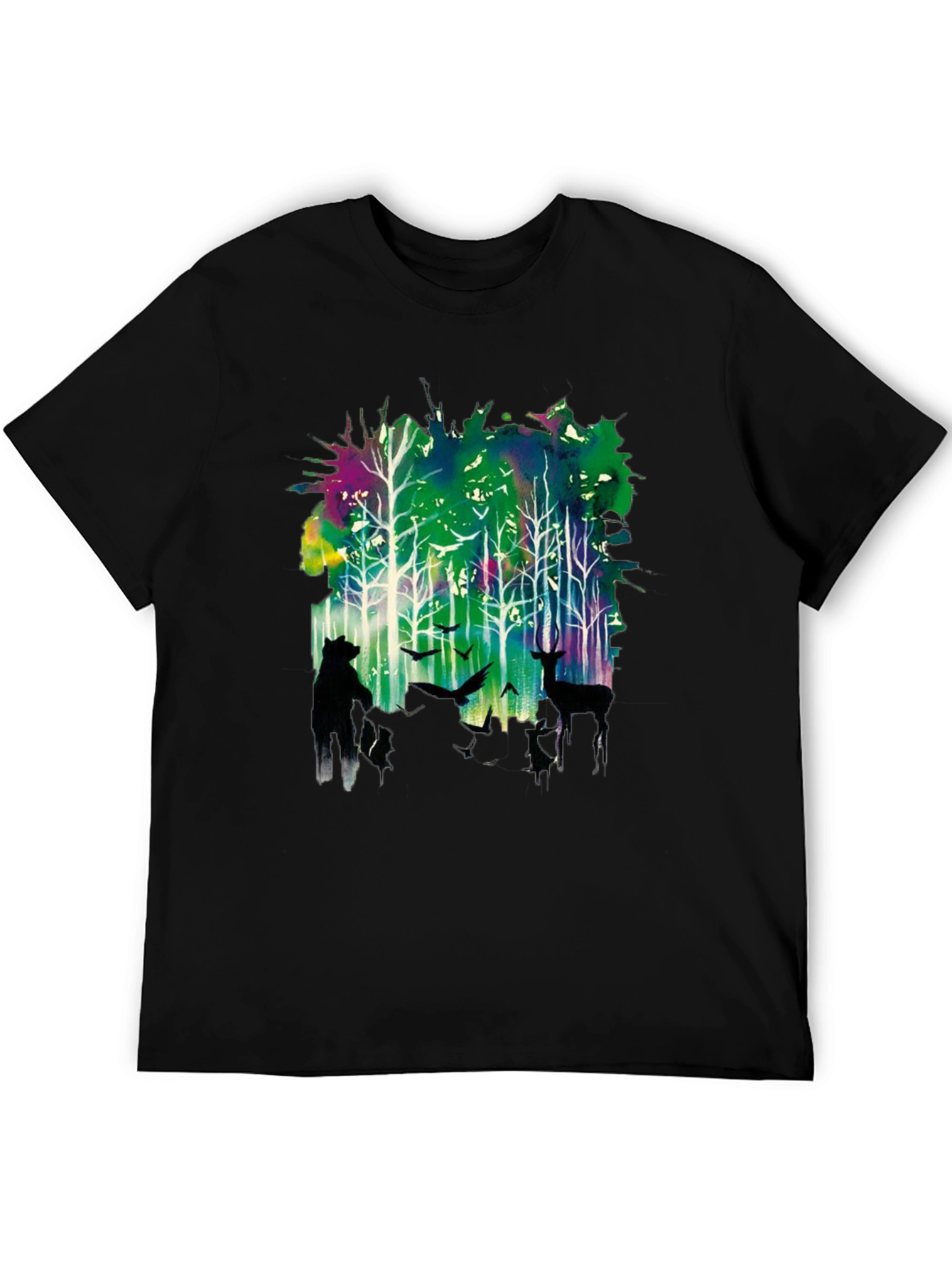 Natures Echo Tee: Forest Deer and Bear Design