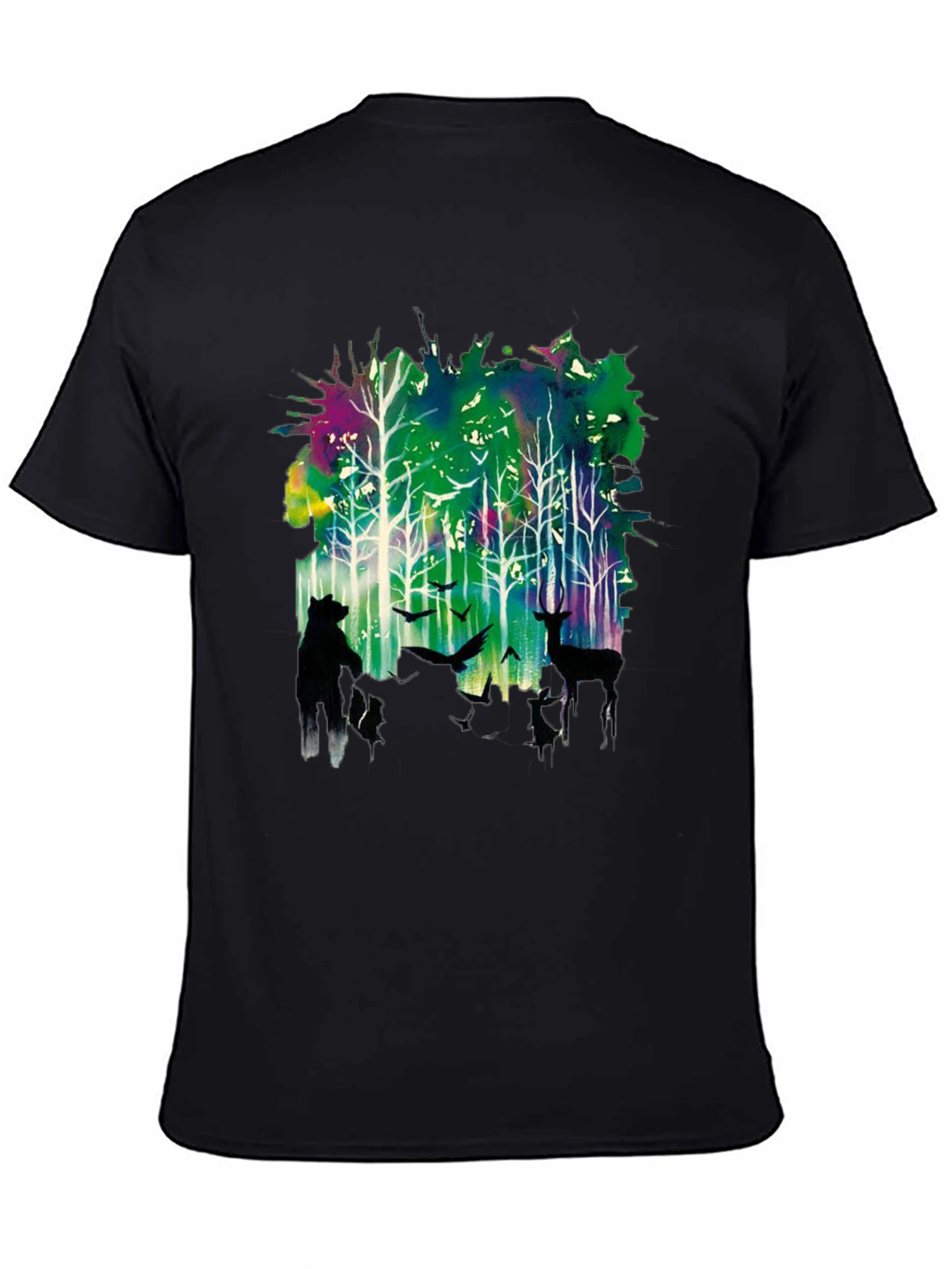 Natures Echo Tee: Forest Deer and Bear Design