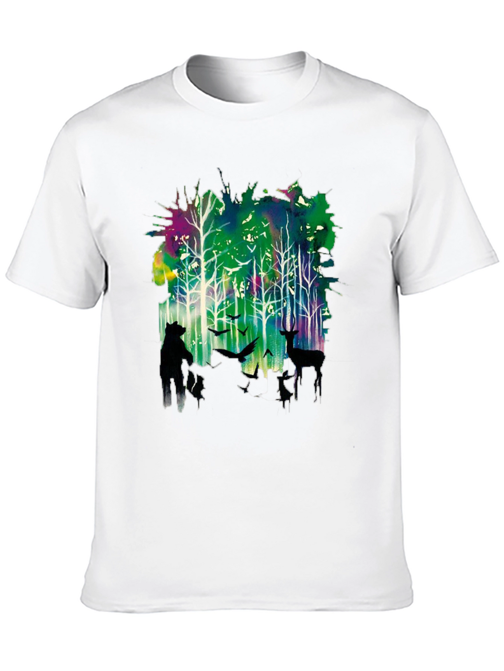 Natures Echo Tee: Forest Deer and Bear Design