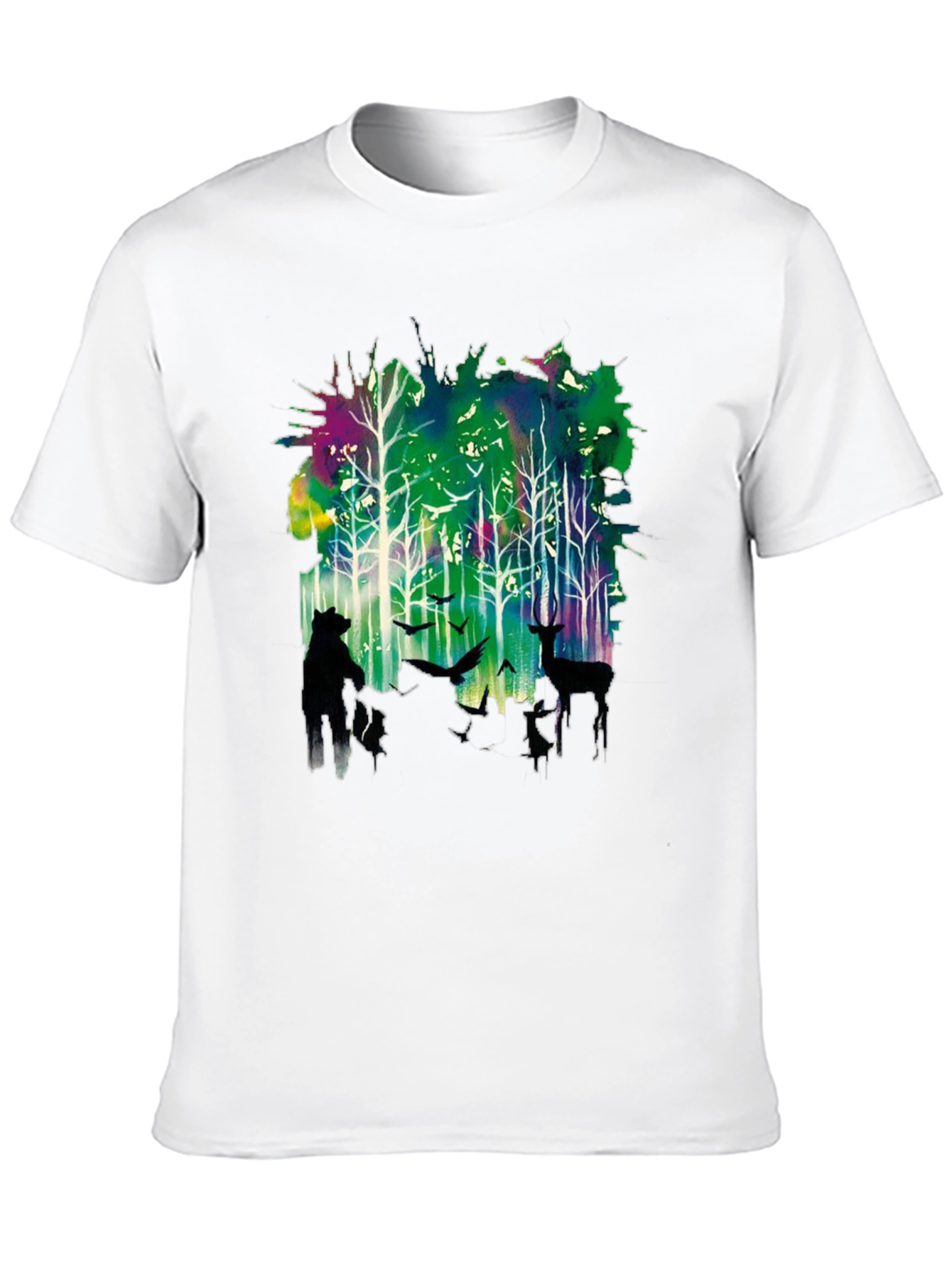 Natures Echo Tee: Forest Deer and Bear Design