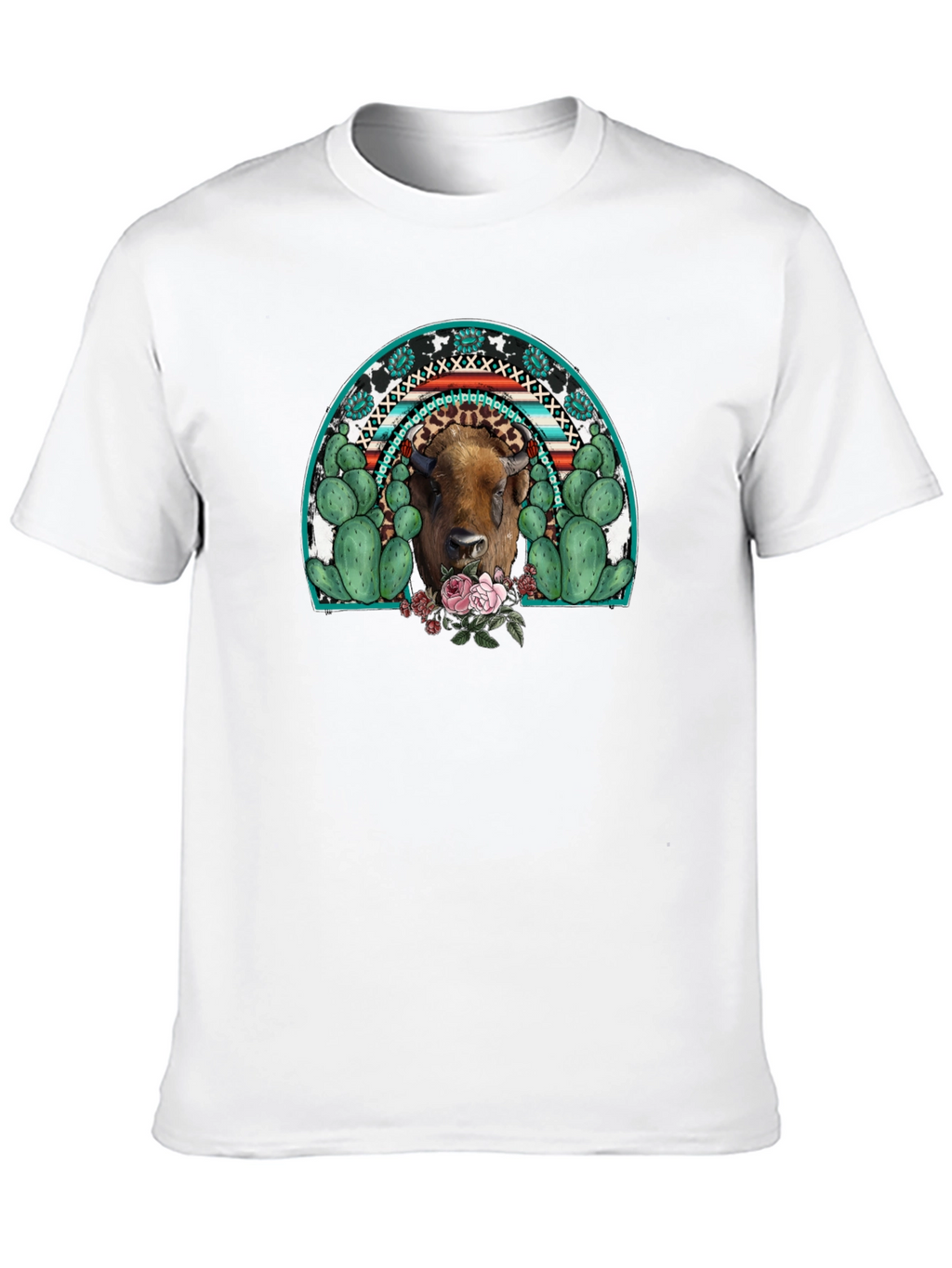 Buffalo Rainbow Graphic Tee - Western Style