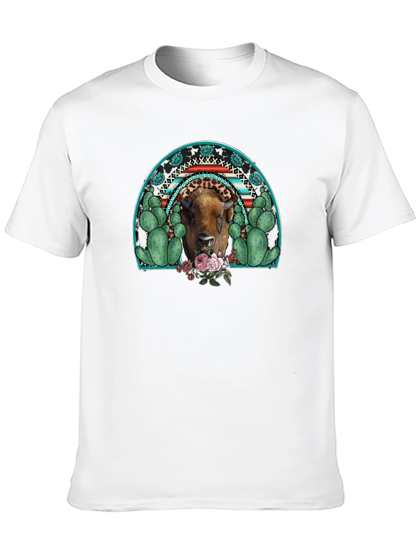 Buffalo Rainbow Graphic Tee - Western Style