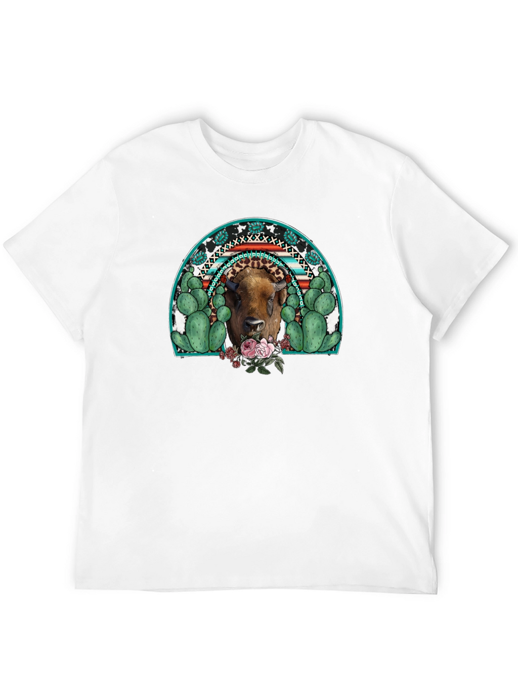 Buffalo Rainbow Graphic Tee - Western Style