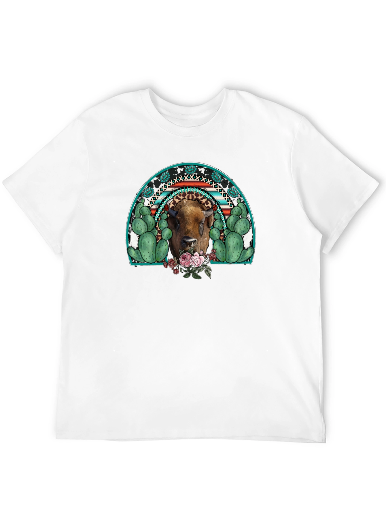 Buffalo Rainbow Graphic Tee - Western Style