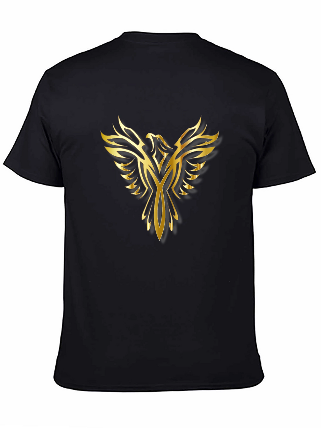 Golden Phoenix Graphic Print Black T-Shirt
