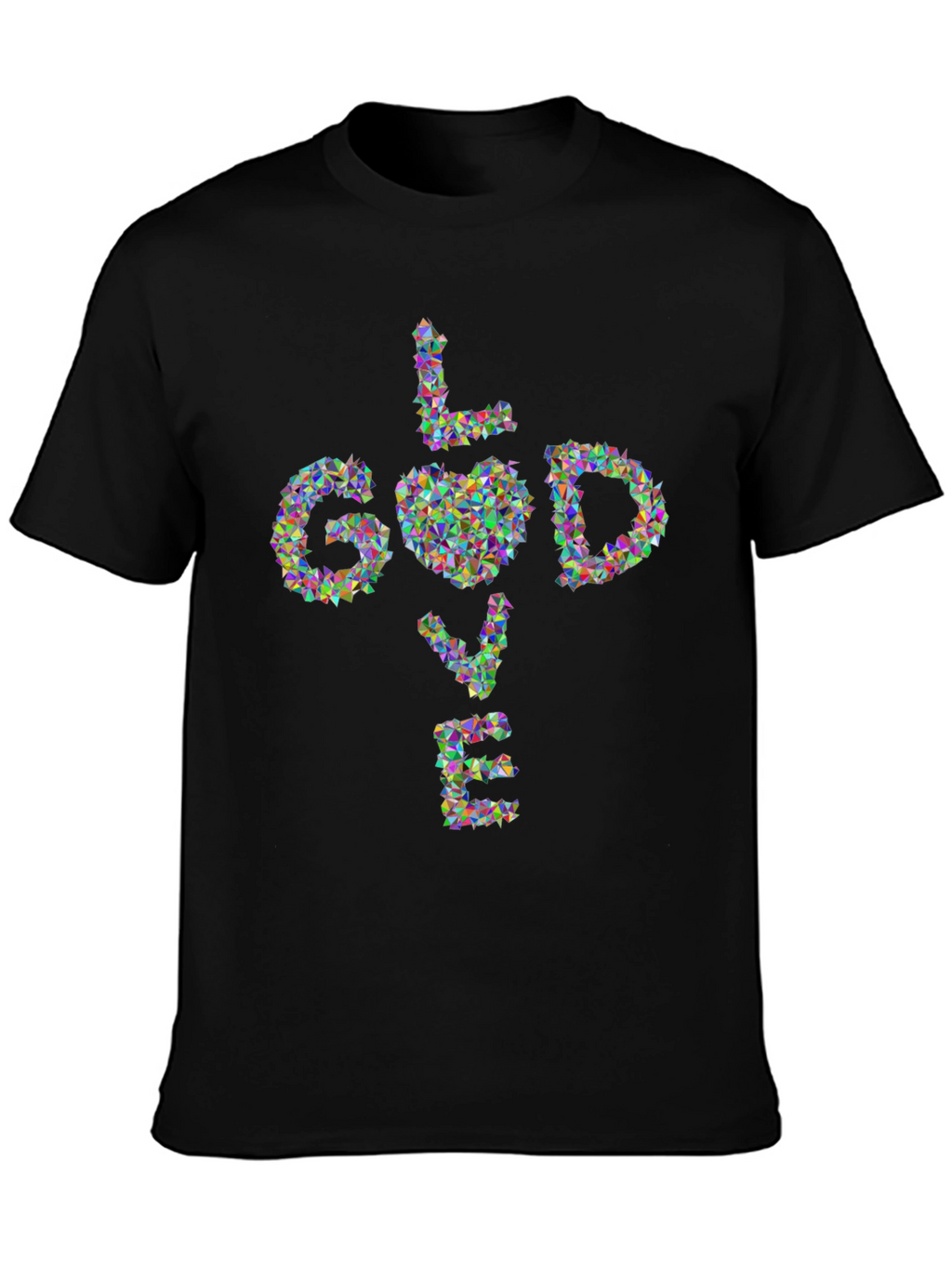 God Love Geometric Black T-Shirt