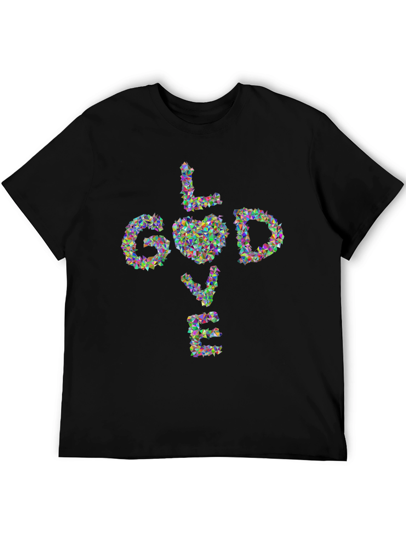 God Love Geometric Black T-Shirt
