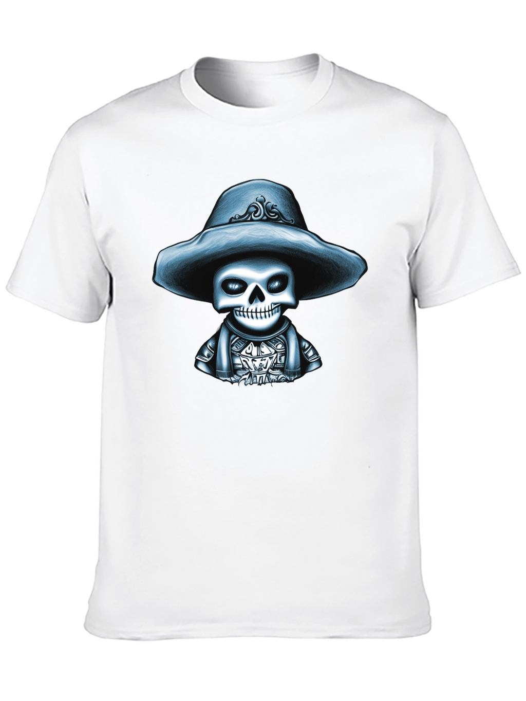 Skull in Hat Graphic Tee - Stylish Mens T-Shirt