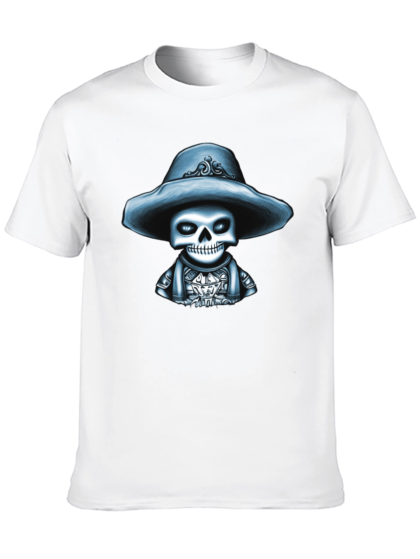 Skull in Hat Graphic Tee - Stylish Mens T-Shirt