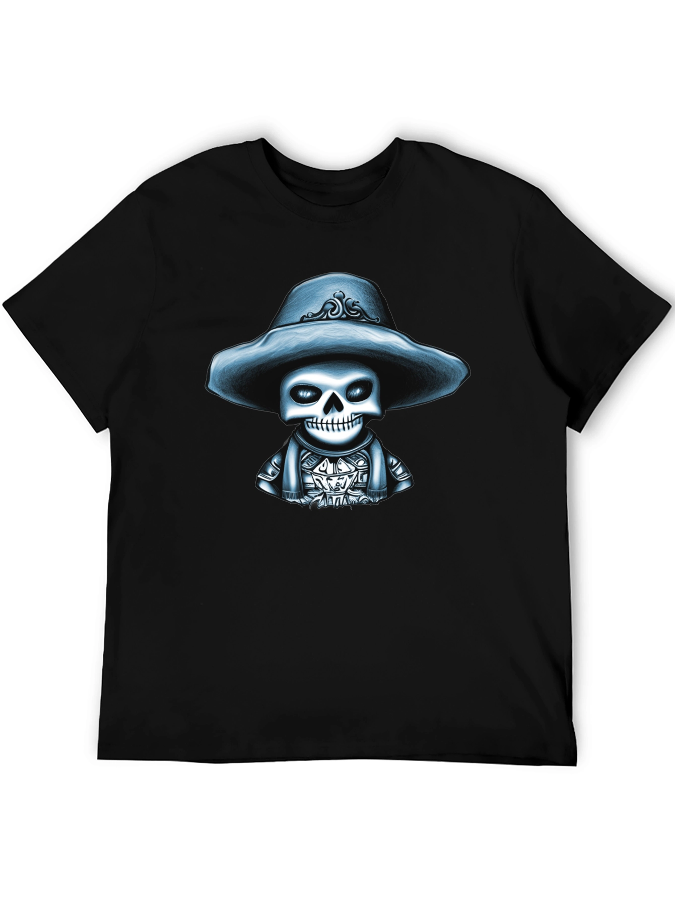 Skull in Hat Graphic Tee - Stylish Mens T-Shirt