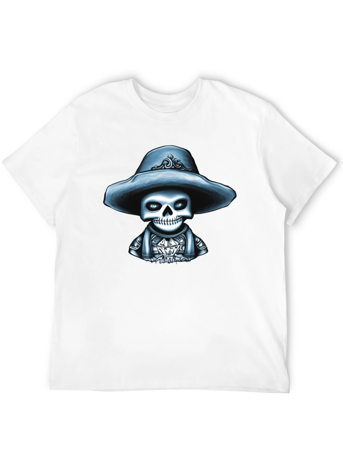 Skull in Hat Graphic Tee - Stylish Mens T-Shirt