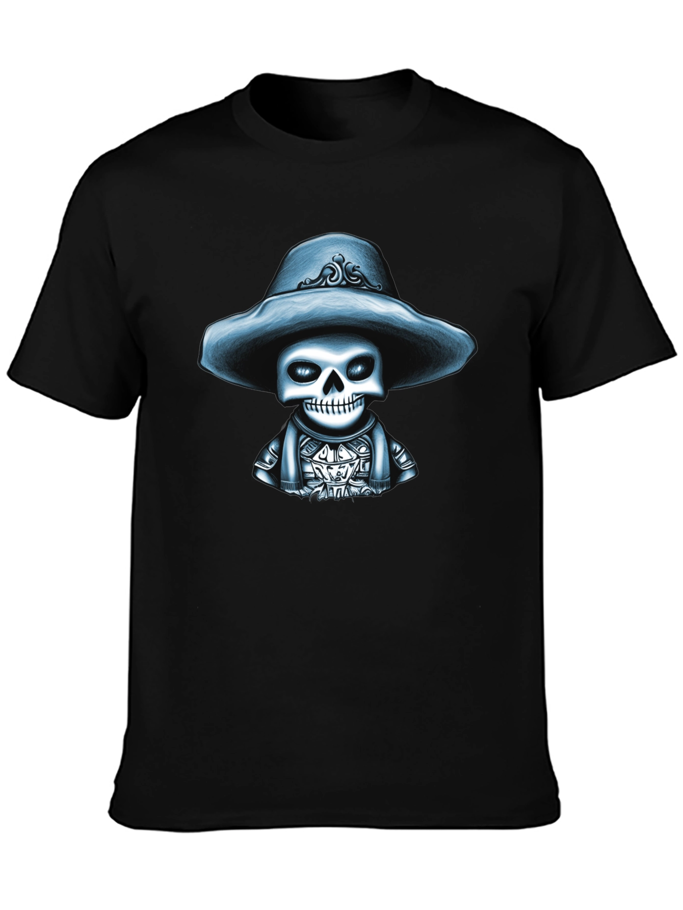 Skull in Hat Graphic Tee - Stylish Mens T-Shirt