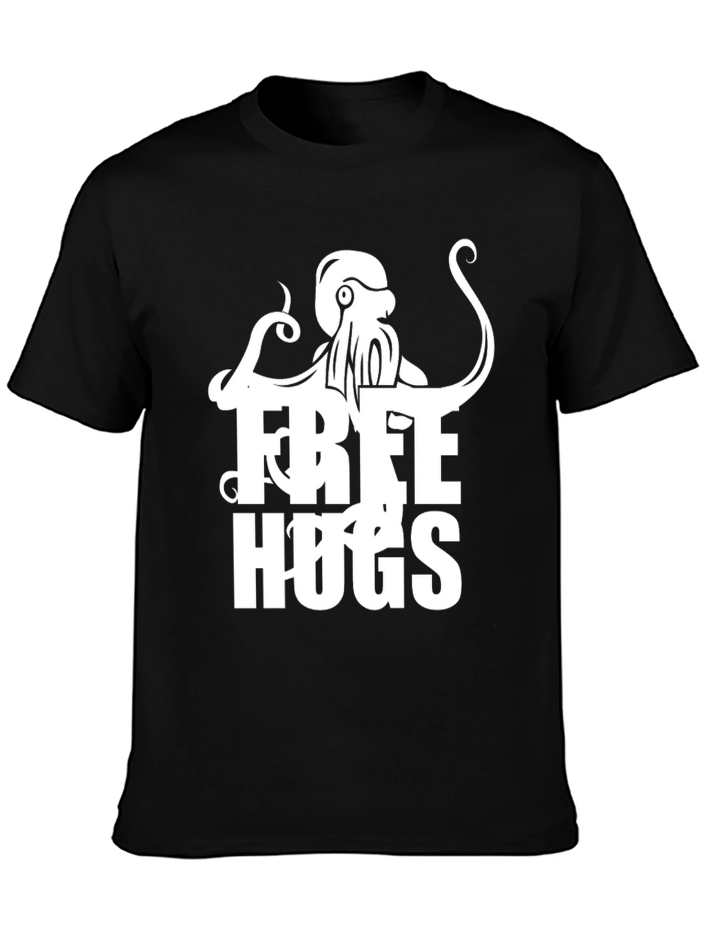 Free Hugs Octopus Graphic Tee - Unisex Black T-Shirt