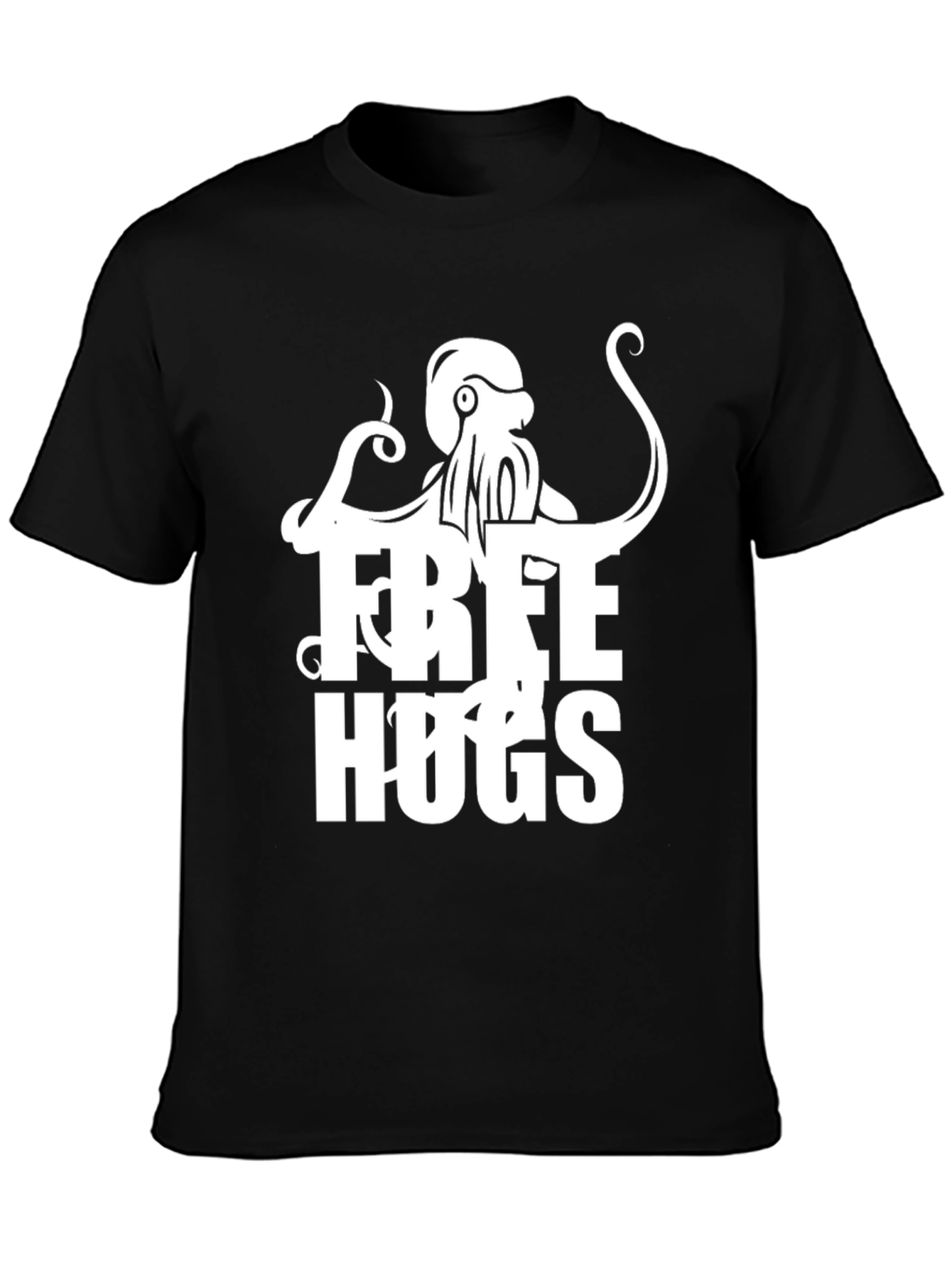 Free Hugs Octopus Graphic Tee - Unisex Black T-Shirt