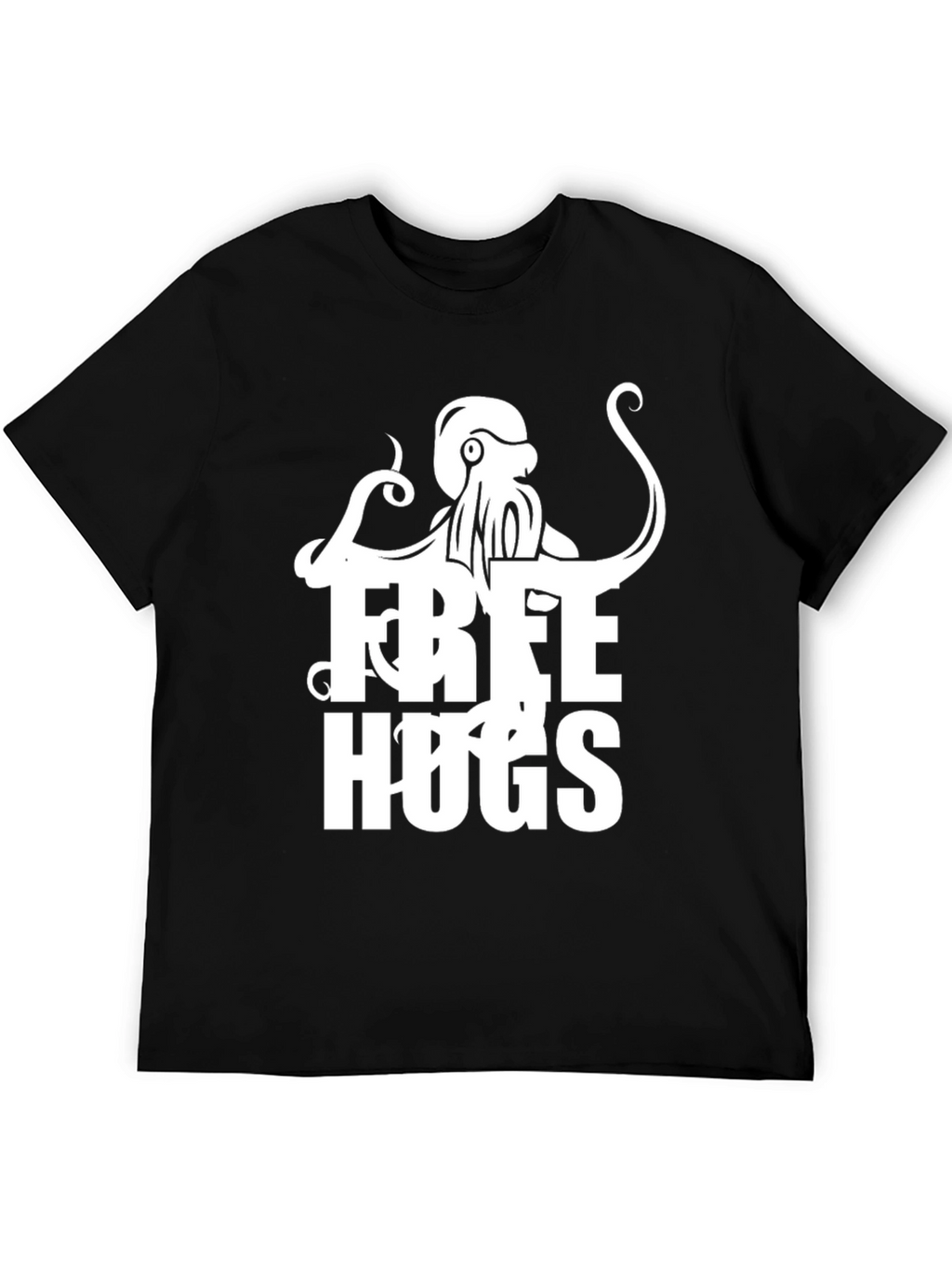 Free Hugs Octopus Graphic Tee - Unisex Black T-Shirt