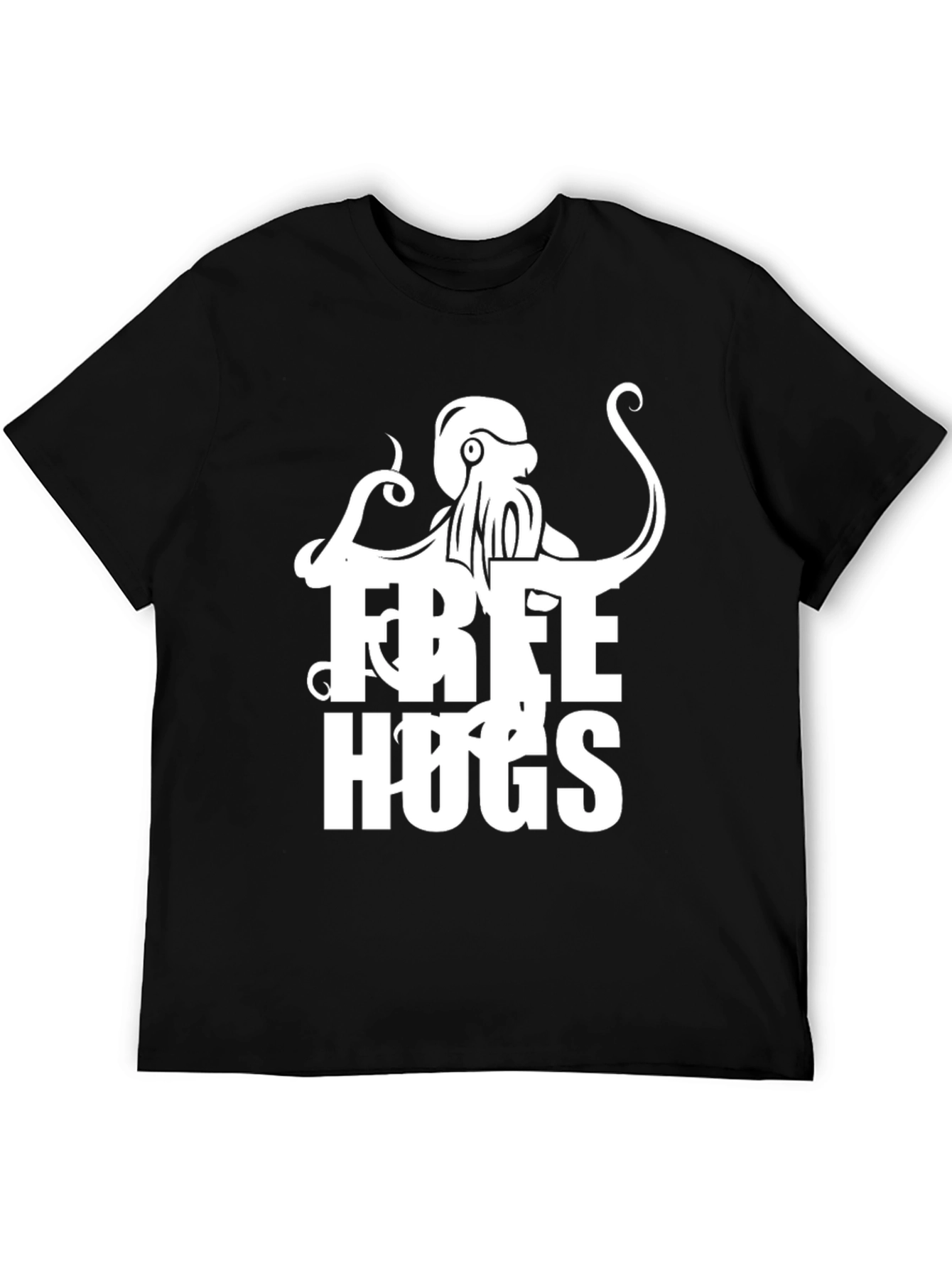 Free Hugs Octopus Graphic Tee - Unisex Black T-Shirt