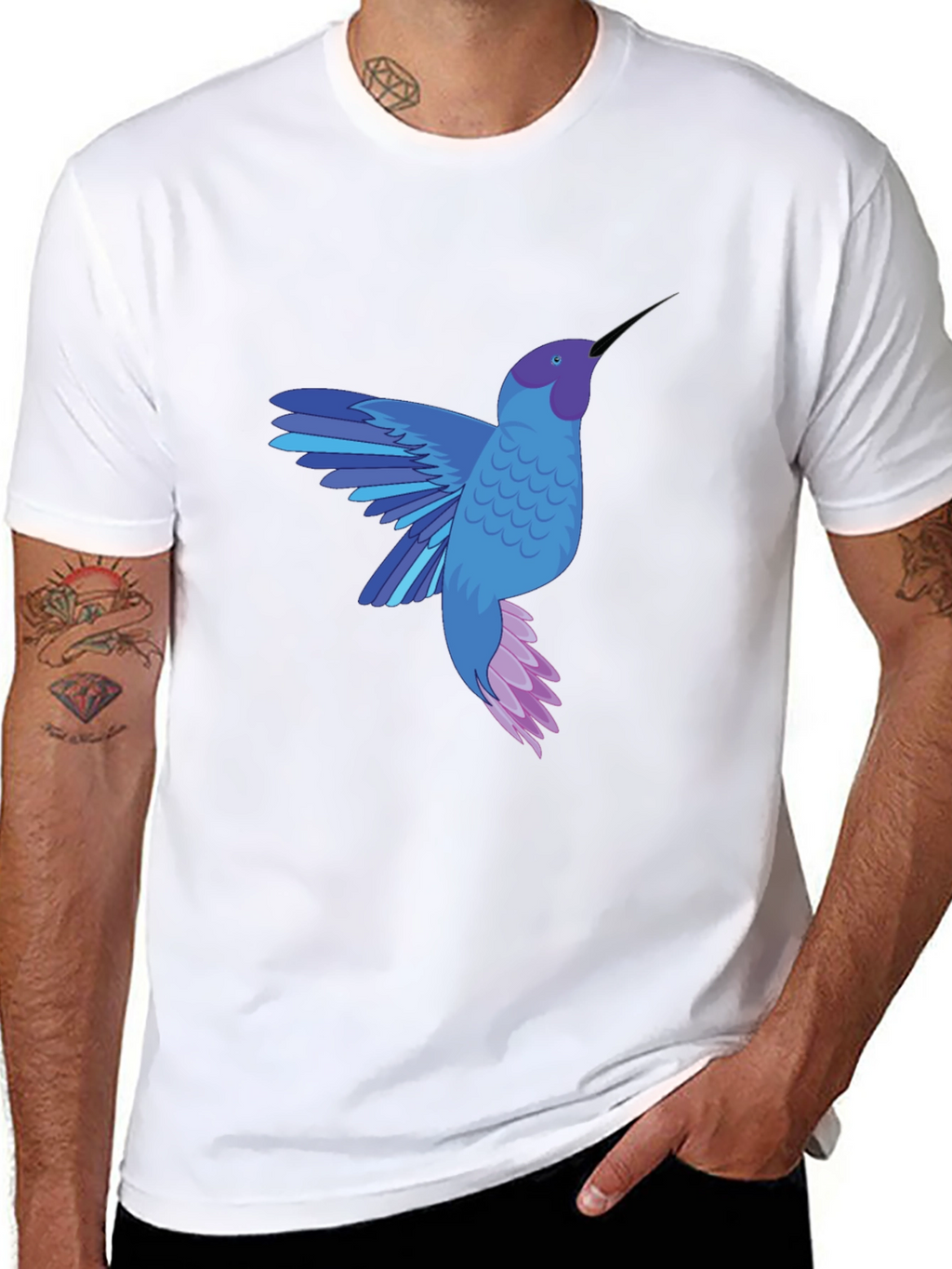 Hummingbird Graphic Tee - Stylish Mens Black T-Shirt