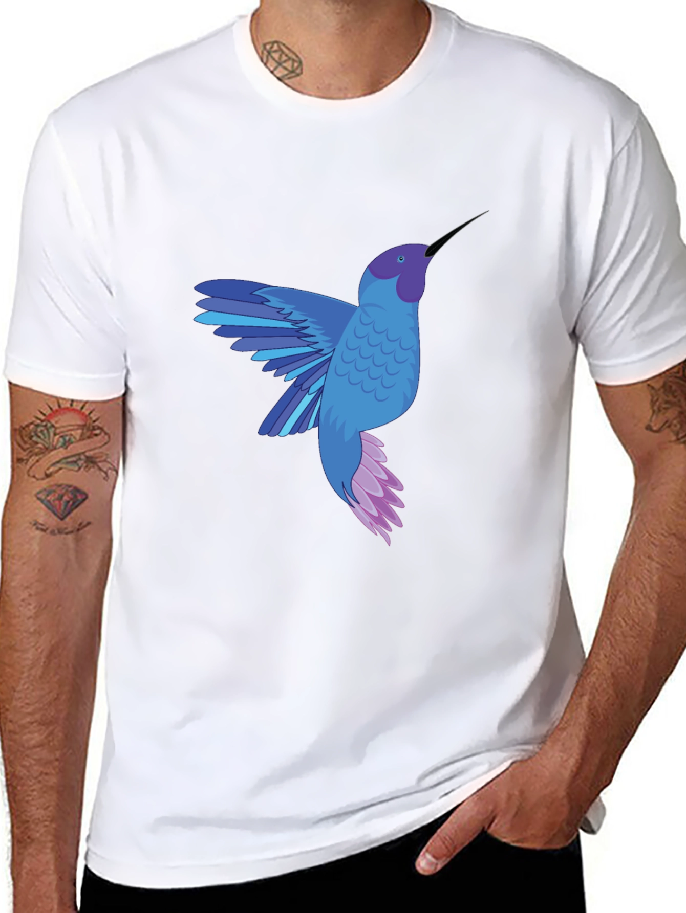 Hummingbird Graphic Tee - Stylish Mens Black T-Shirt