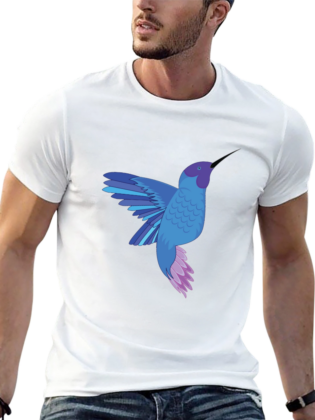 Hummingbird Graphic Tee - Stylish Mens Black T-Shirt