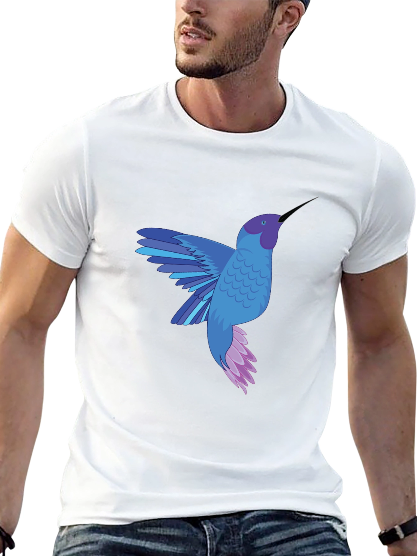 Hummingbird Graphic Tee - Stylish Mens Black T-Shirt