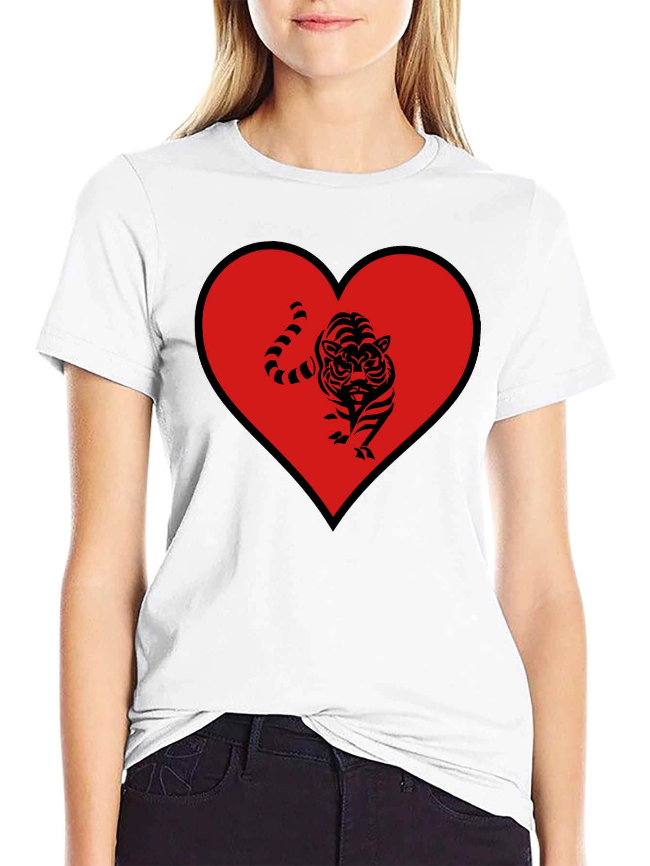 Tiger Heart Graphic Tee - Mens Black T-Shirt