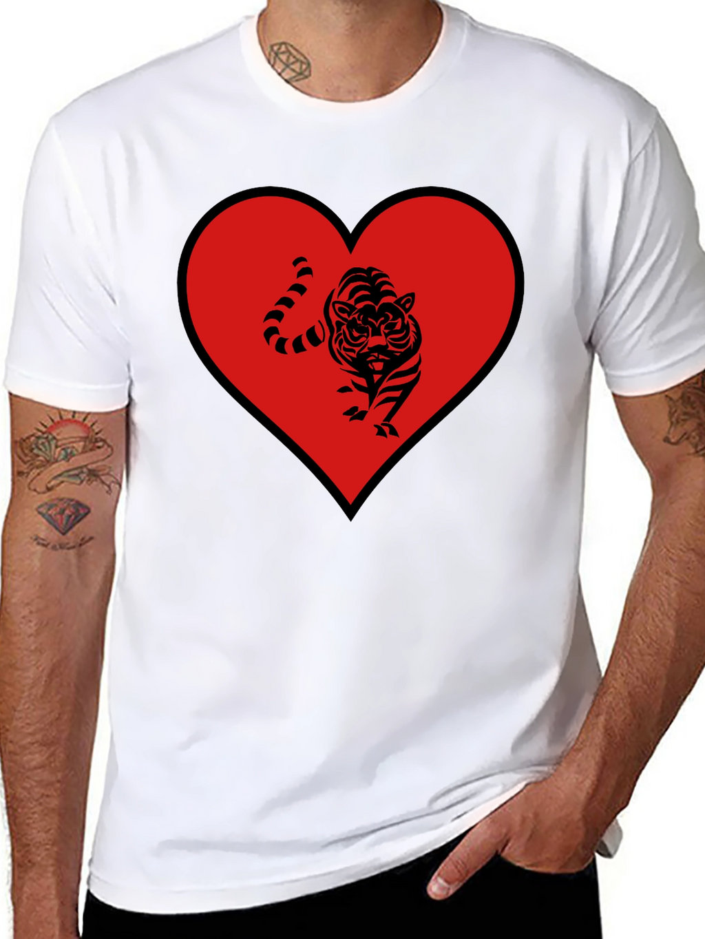 Tiger Heart Graphic Tee - Mens Black T-Shirt