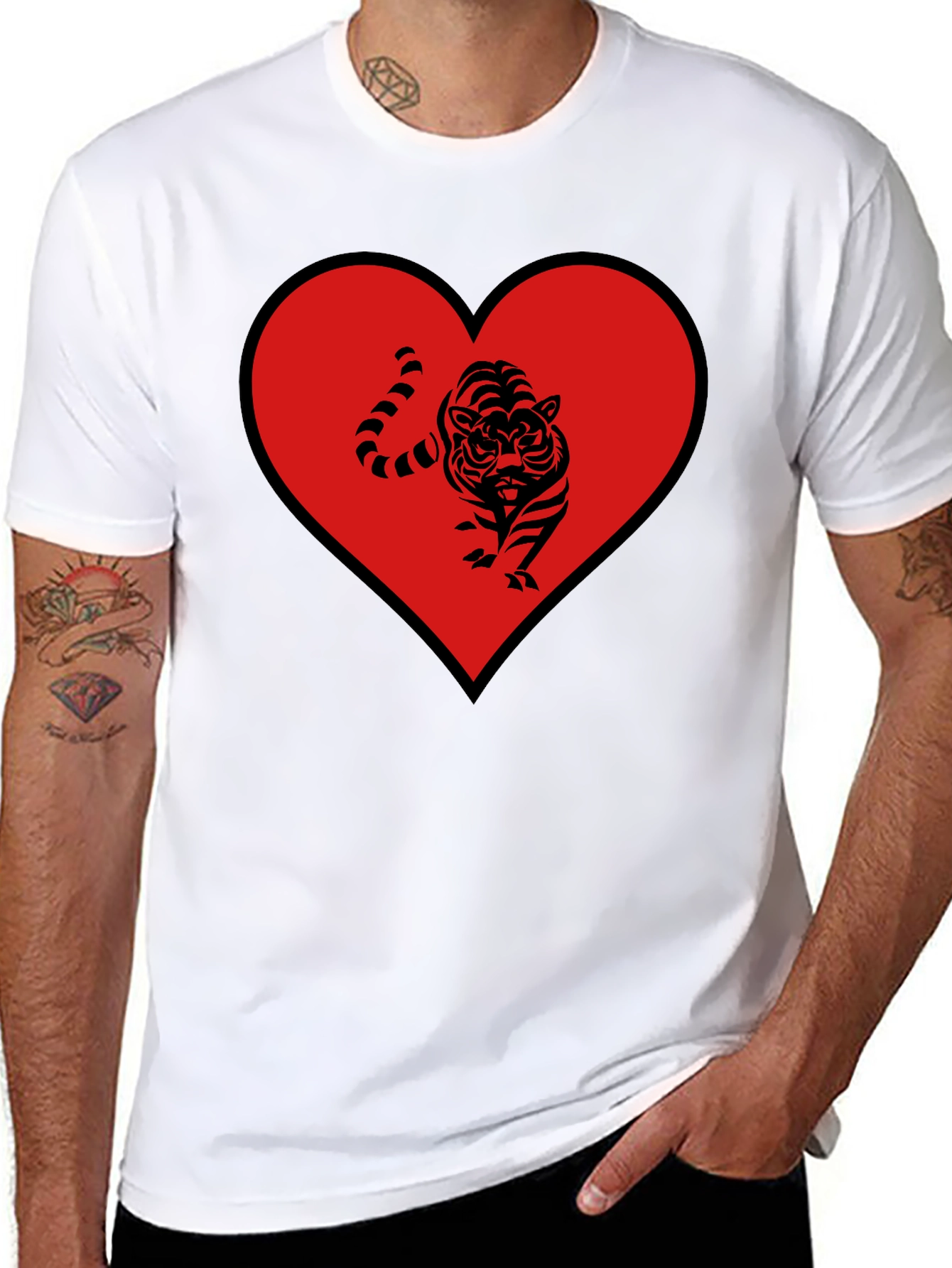 Tiger Heart Graphic Tee - Mens Black T-Shirt