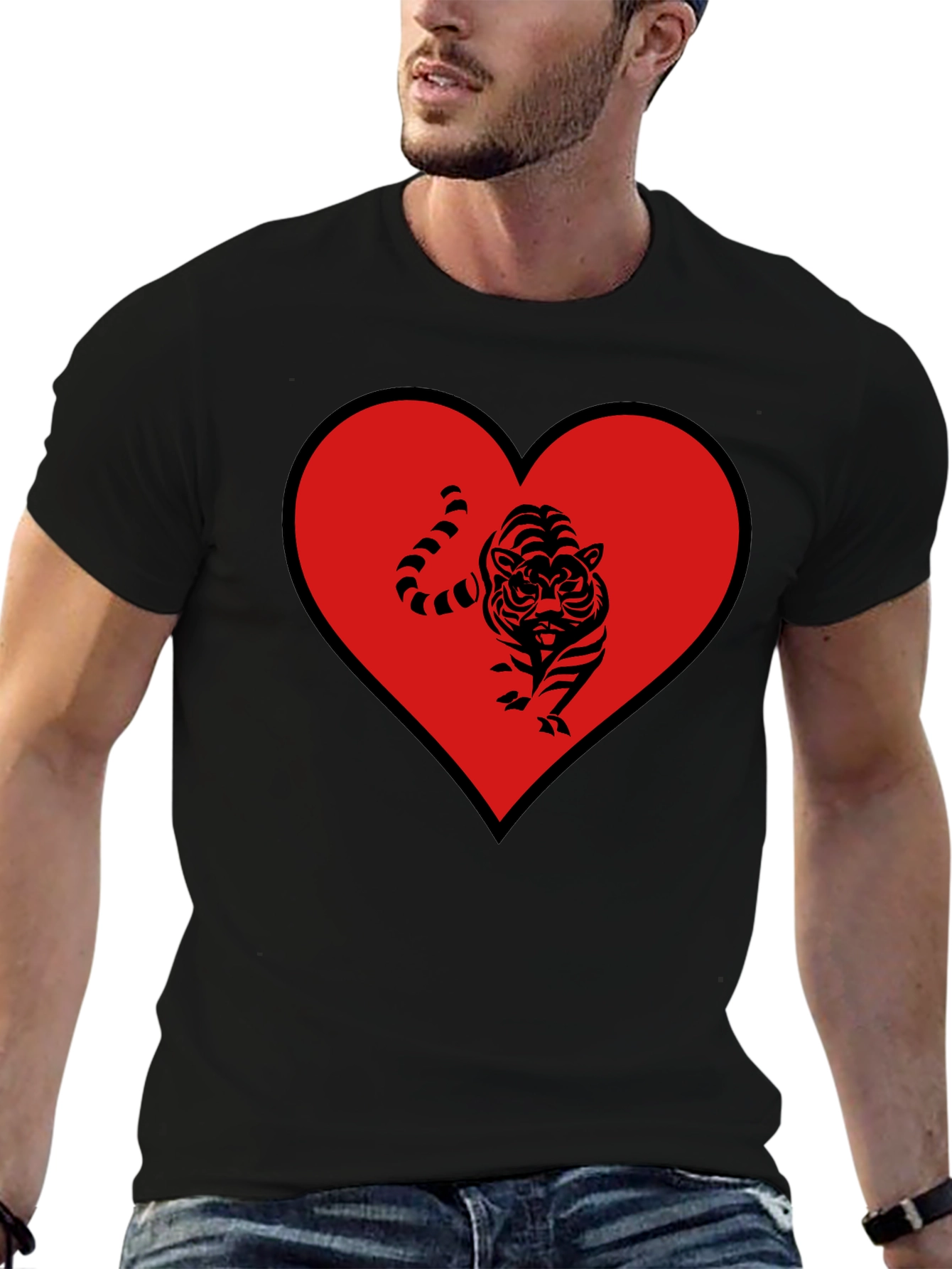 Tiger Heart Graphic Tee - Mens Black T-Shirt