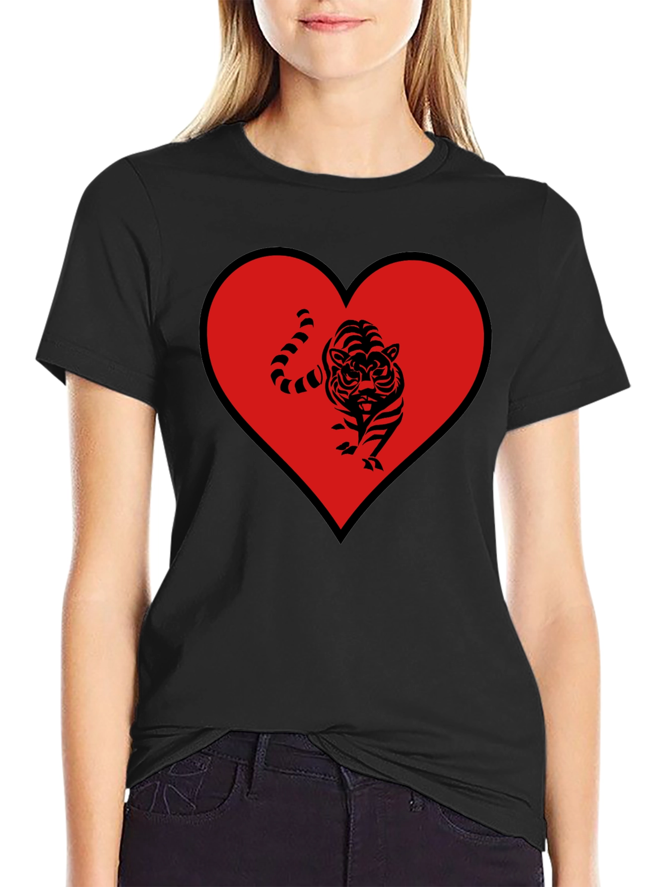 Tiger Heart Graphic Tee - Mens Black T-Shirt