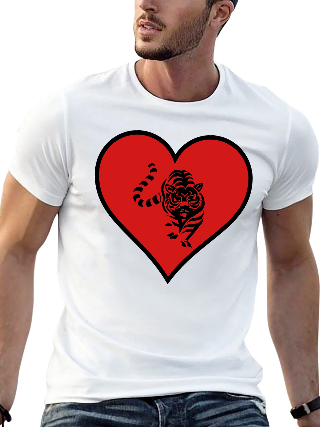 Tiger Heart Graphic Tee - Mens Black T-Shirt