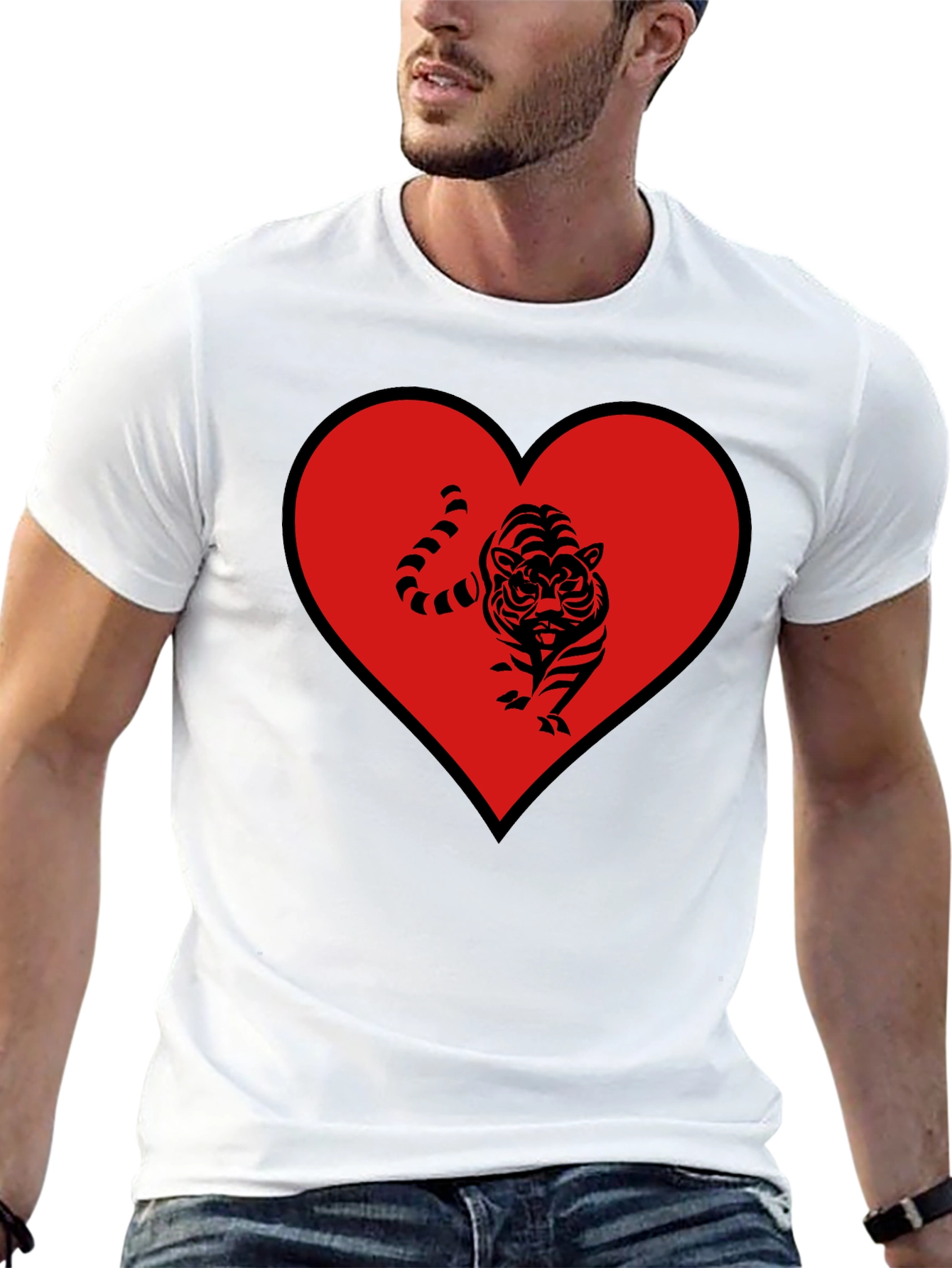 Tiger Heart Graphic Tee - Mens Black T-Shirt