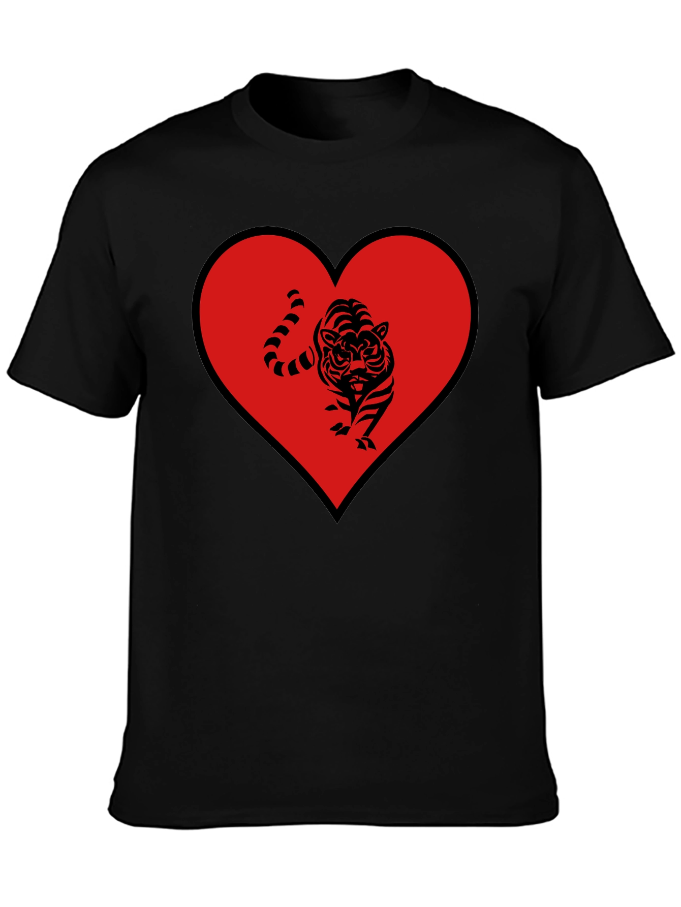 Tiger Heart Graphic Tee - Mens Black T-Shirt