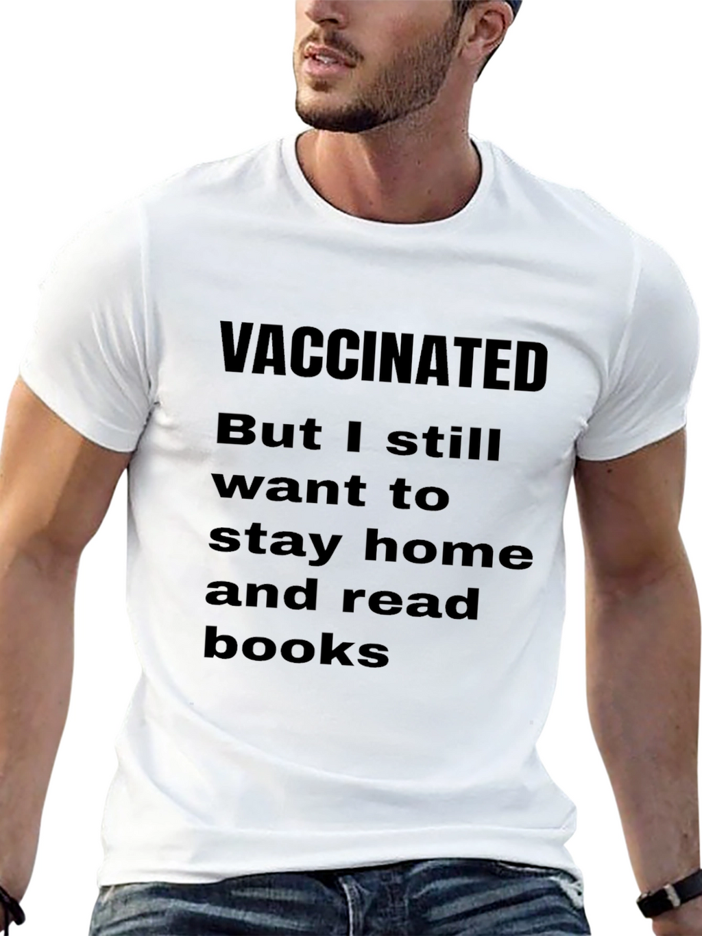 Vaccinated Stay Home Read Books Graphic T-Shirt