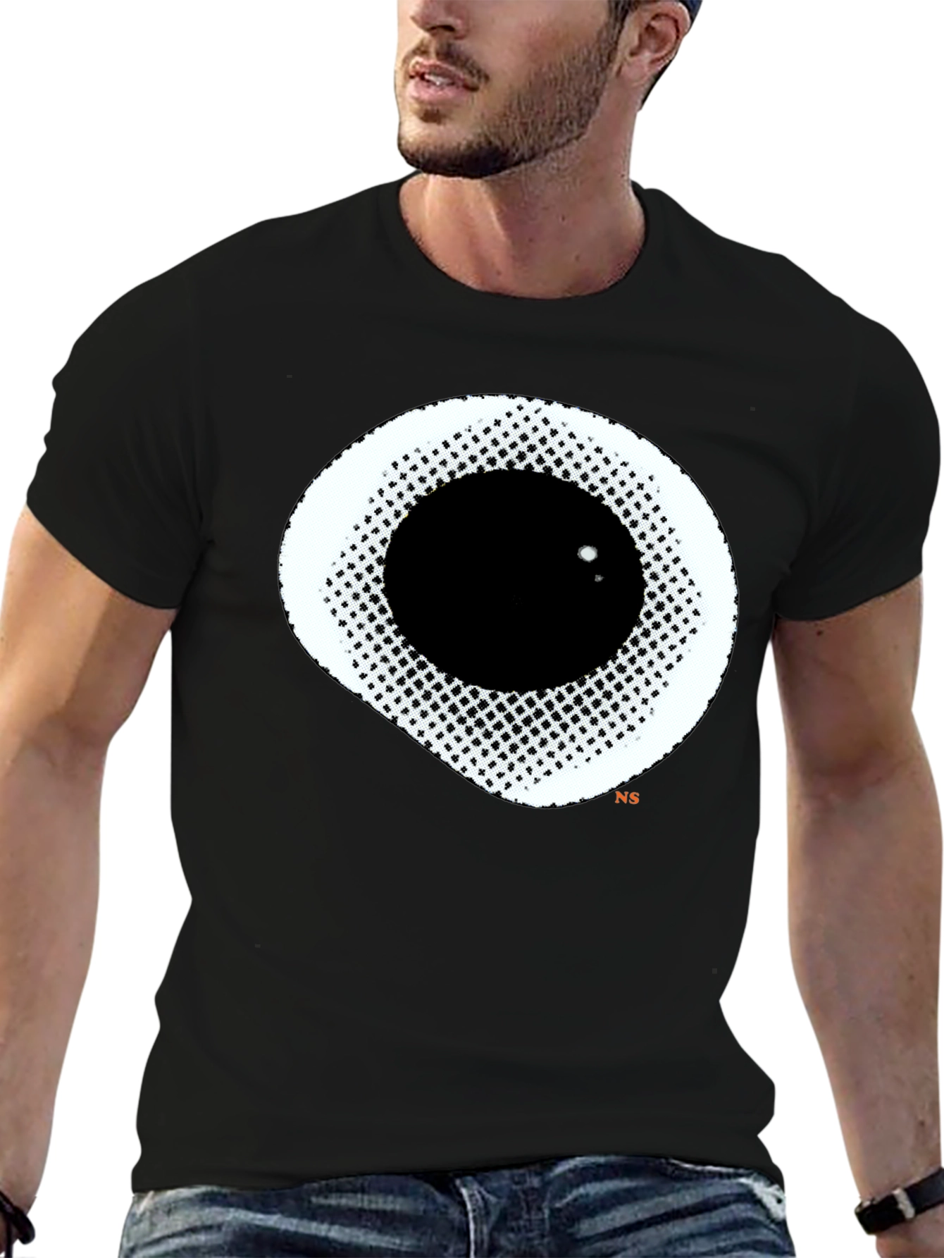 Abstract Eye Graphic Black T-Shirt